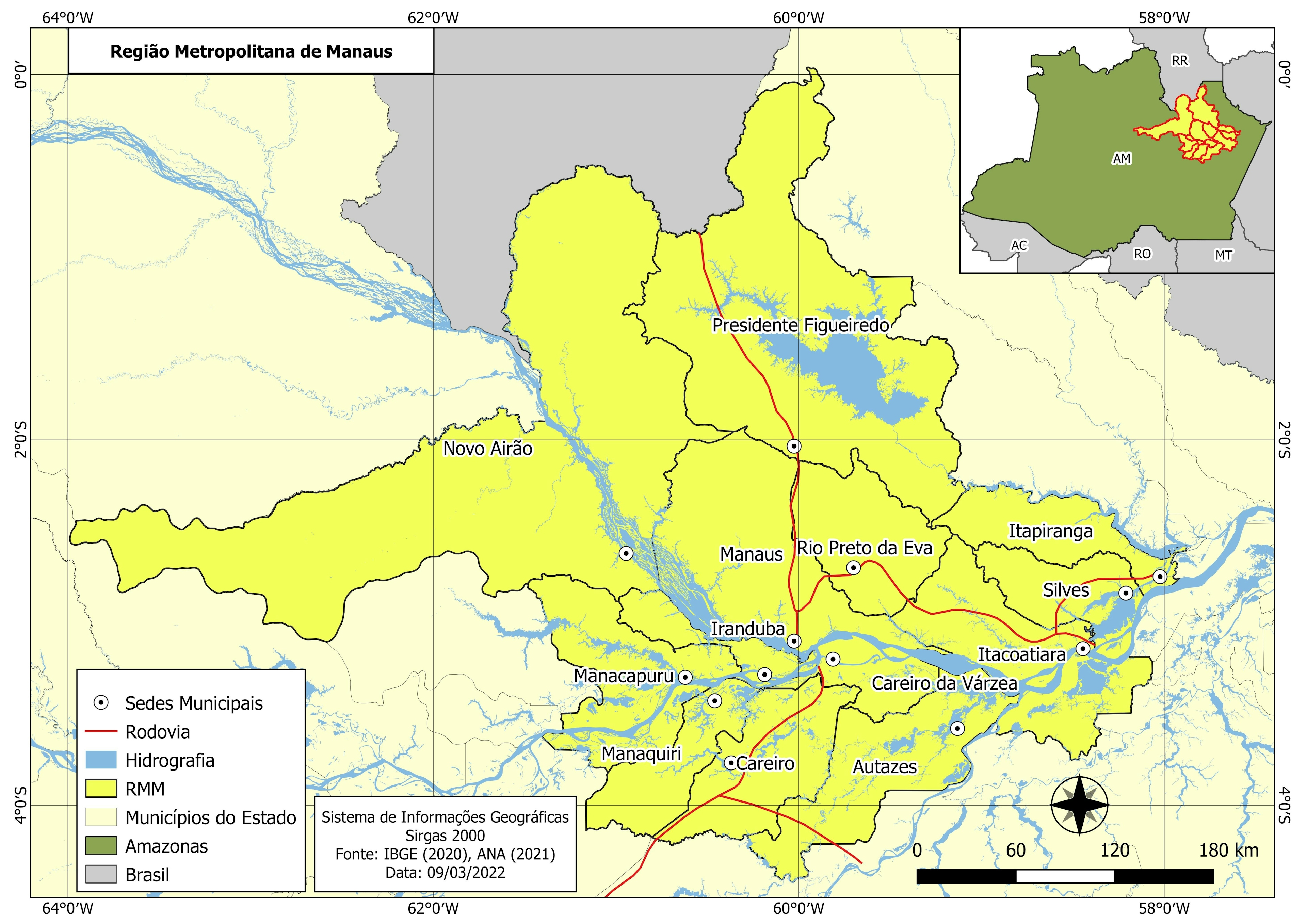 Mapa de Localização da RMM de Manaus/AM