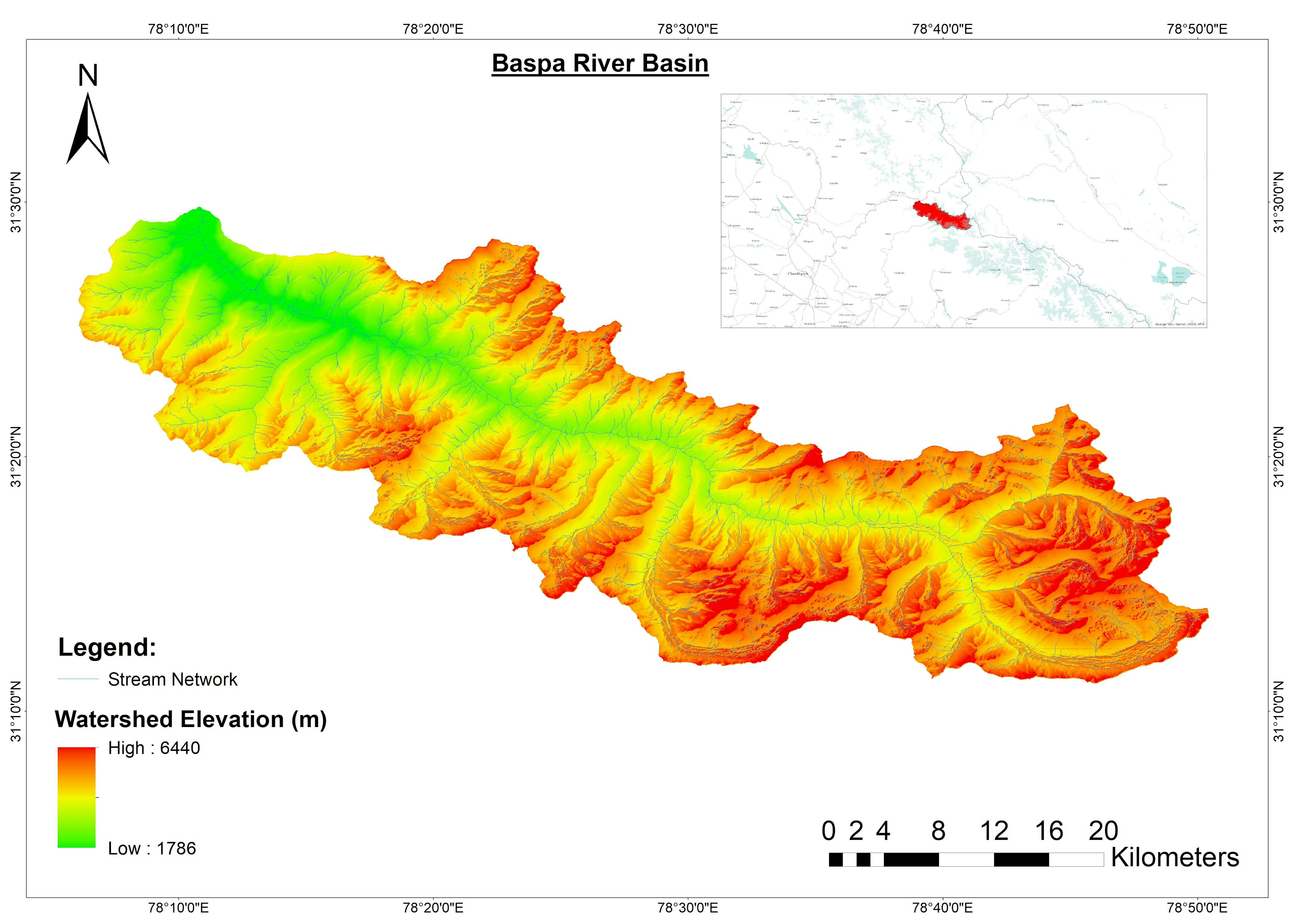 River Basin map in Himachel Pradesh Area
