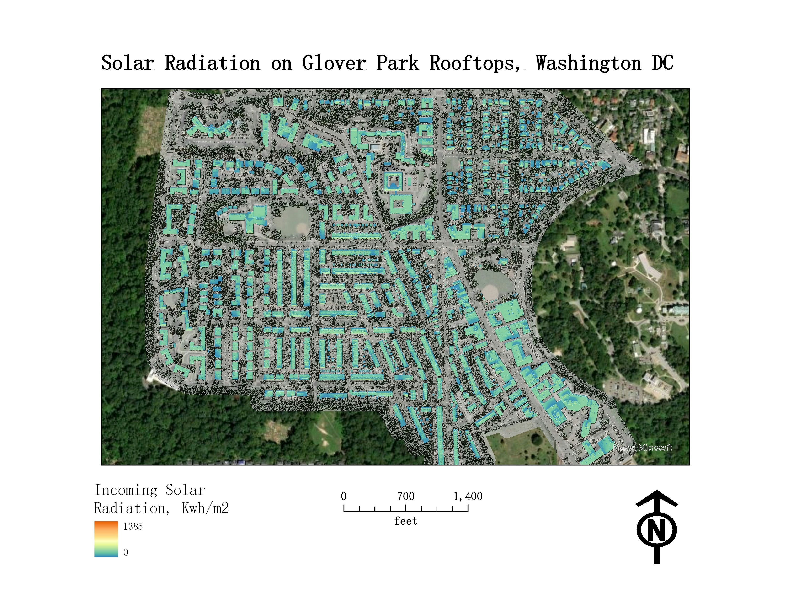 Solar Radiation on Glover Park Rooftops