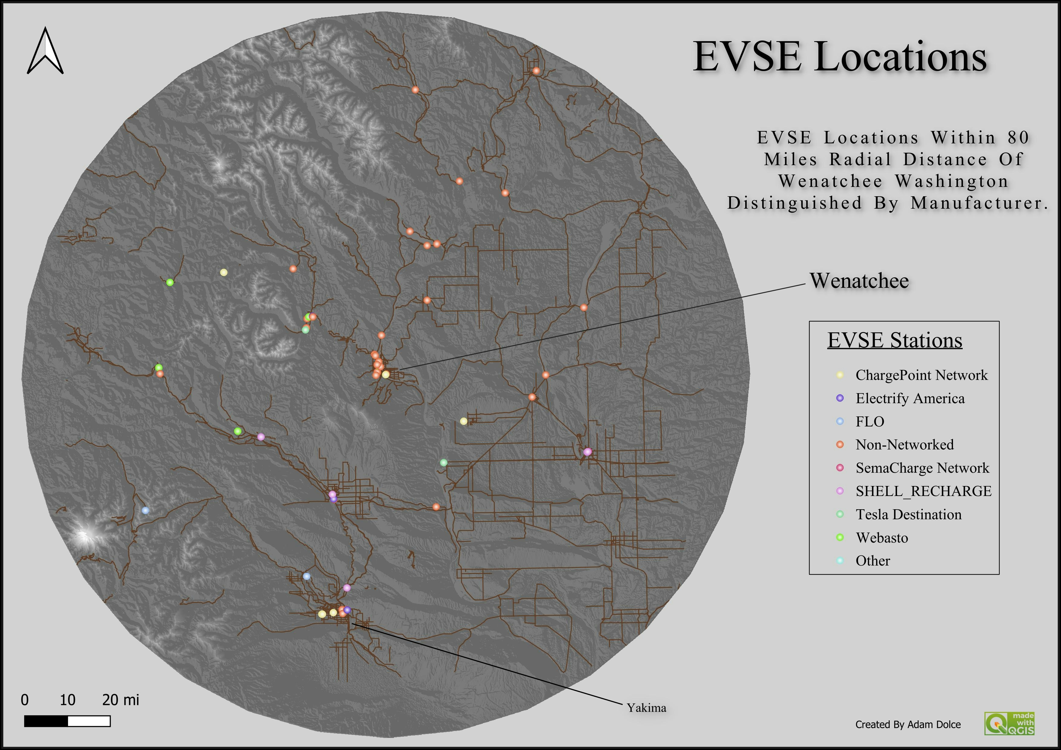 EVSE Locations in Wenatchee
