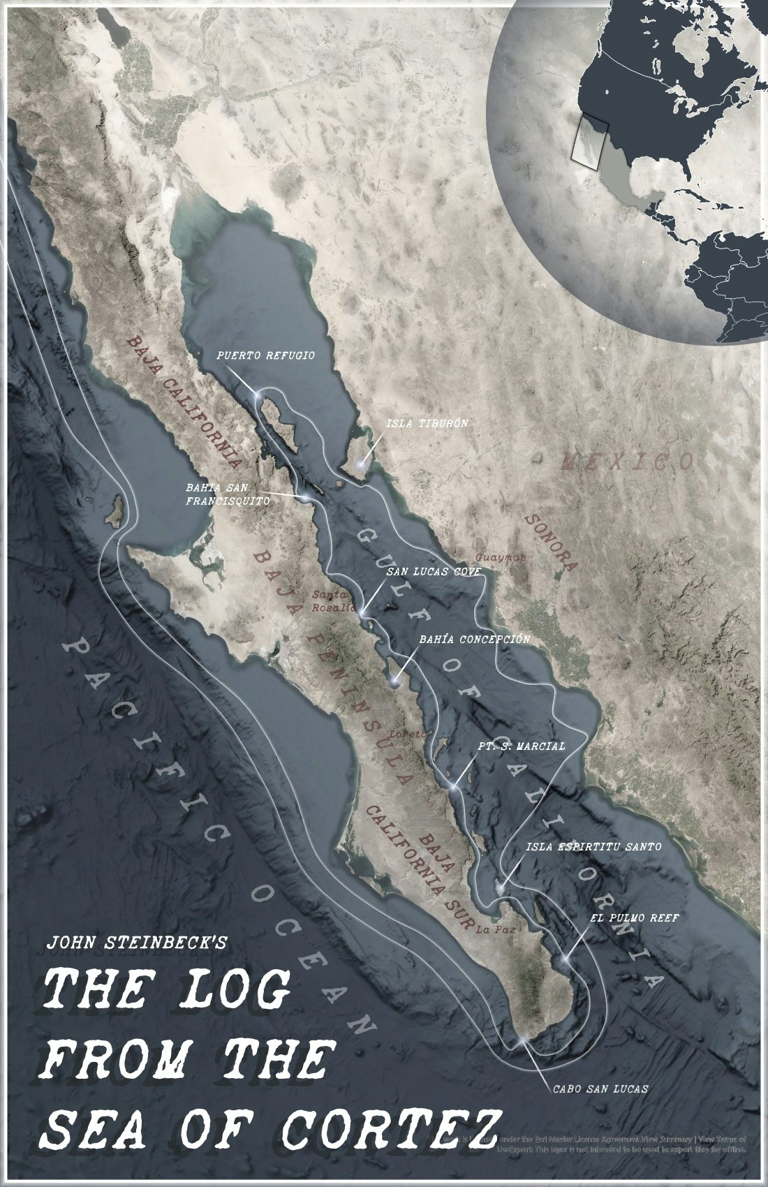 Map of The Log from the Sea of Cortez