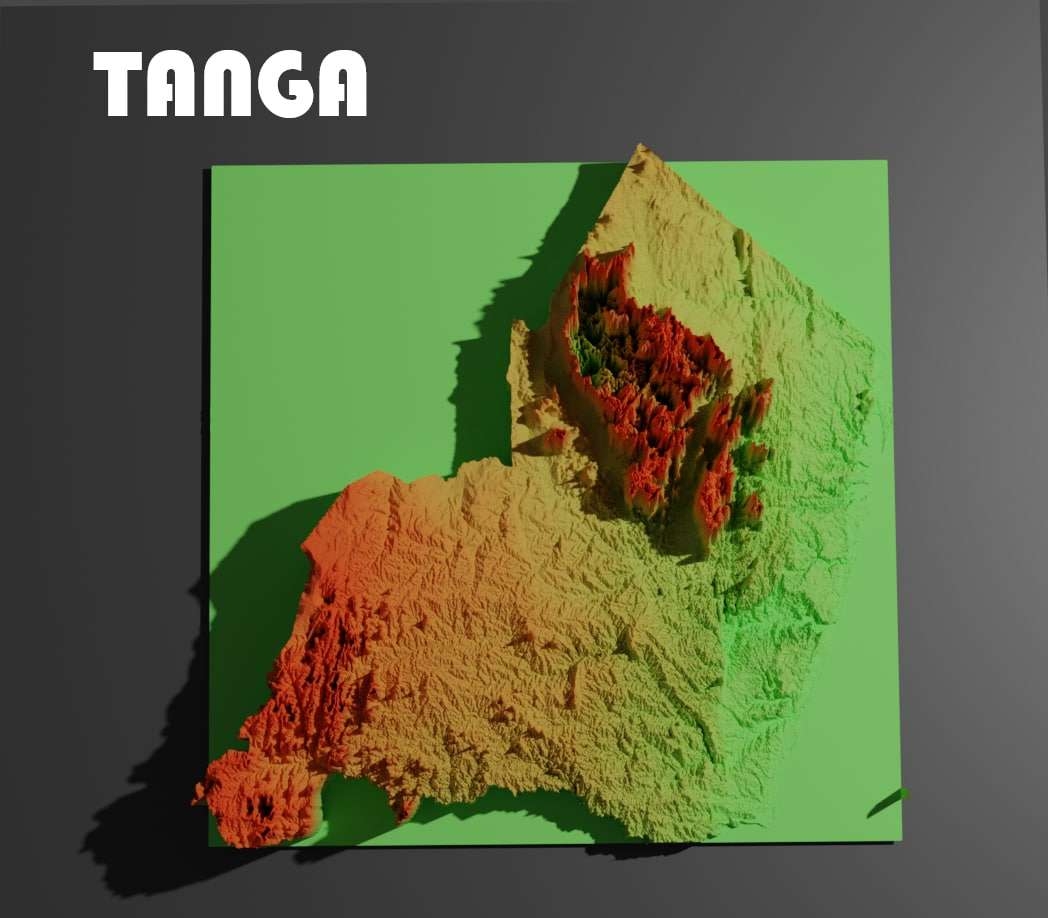 SRTM of Tanga Region (Tanzania)