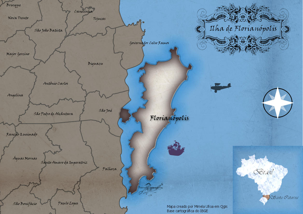 Mapa estilo vintage Ilha Florianópolis