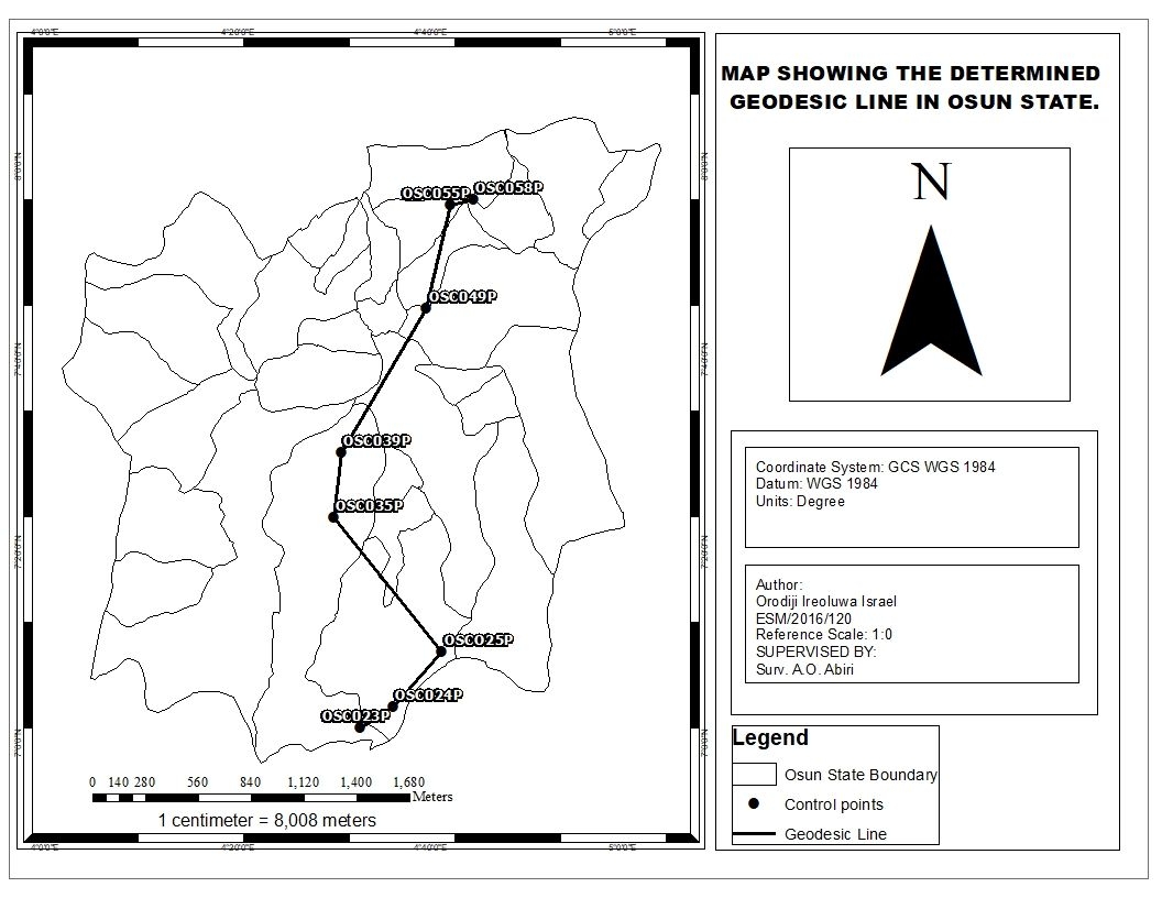 Geodesic lines in Osun State