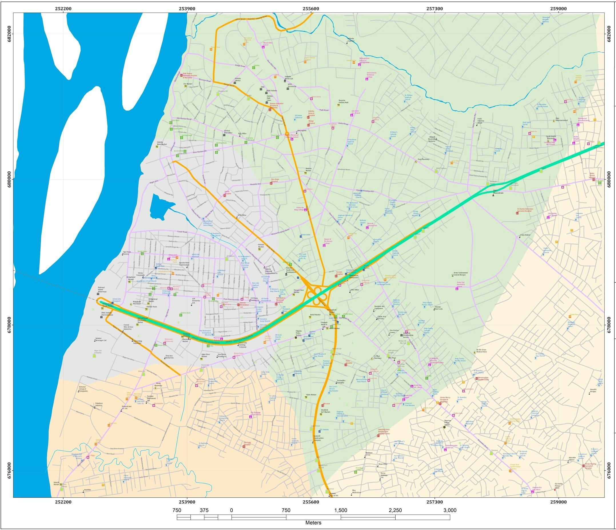 Street Guide Map of Onitsha Metropolis