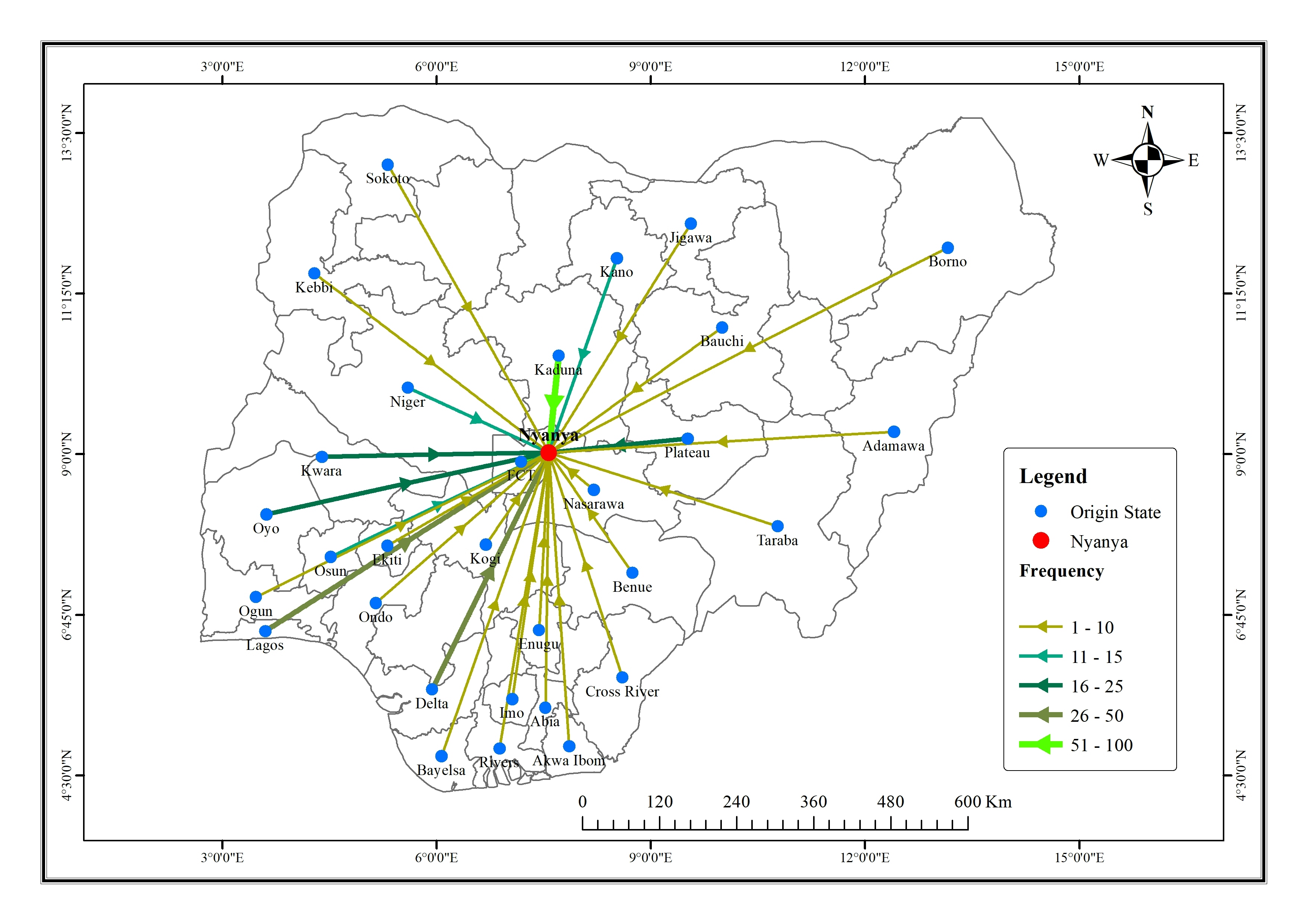 FLOW MAP OF PEOPLE INTO NYANYA, FCT
