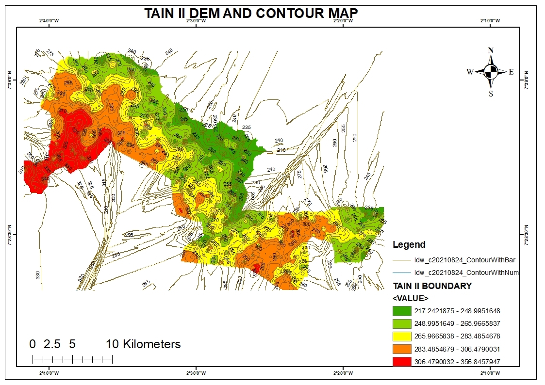 TANI II DEM AND CONTOUR MAP 