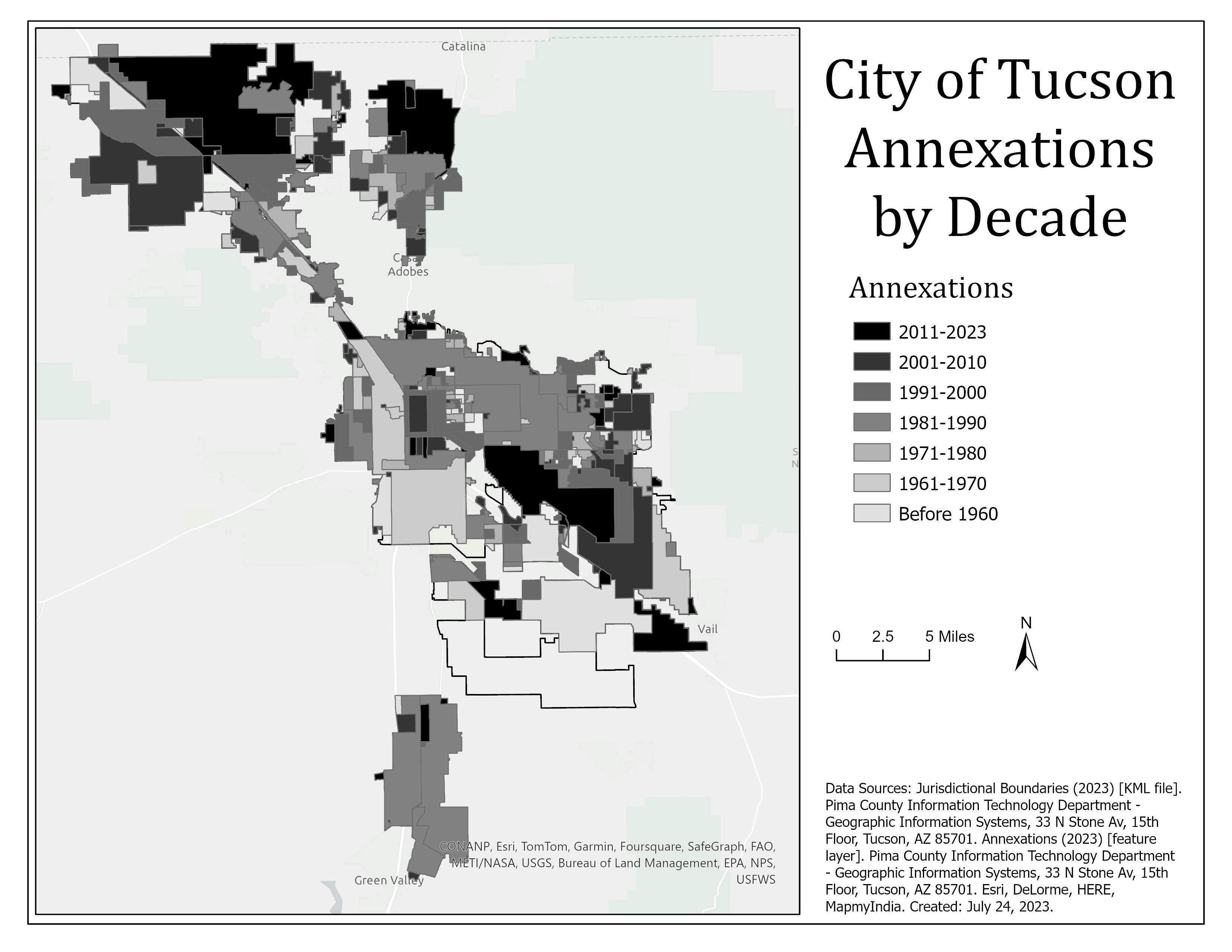 City of Tucson Annexations by Decade
