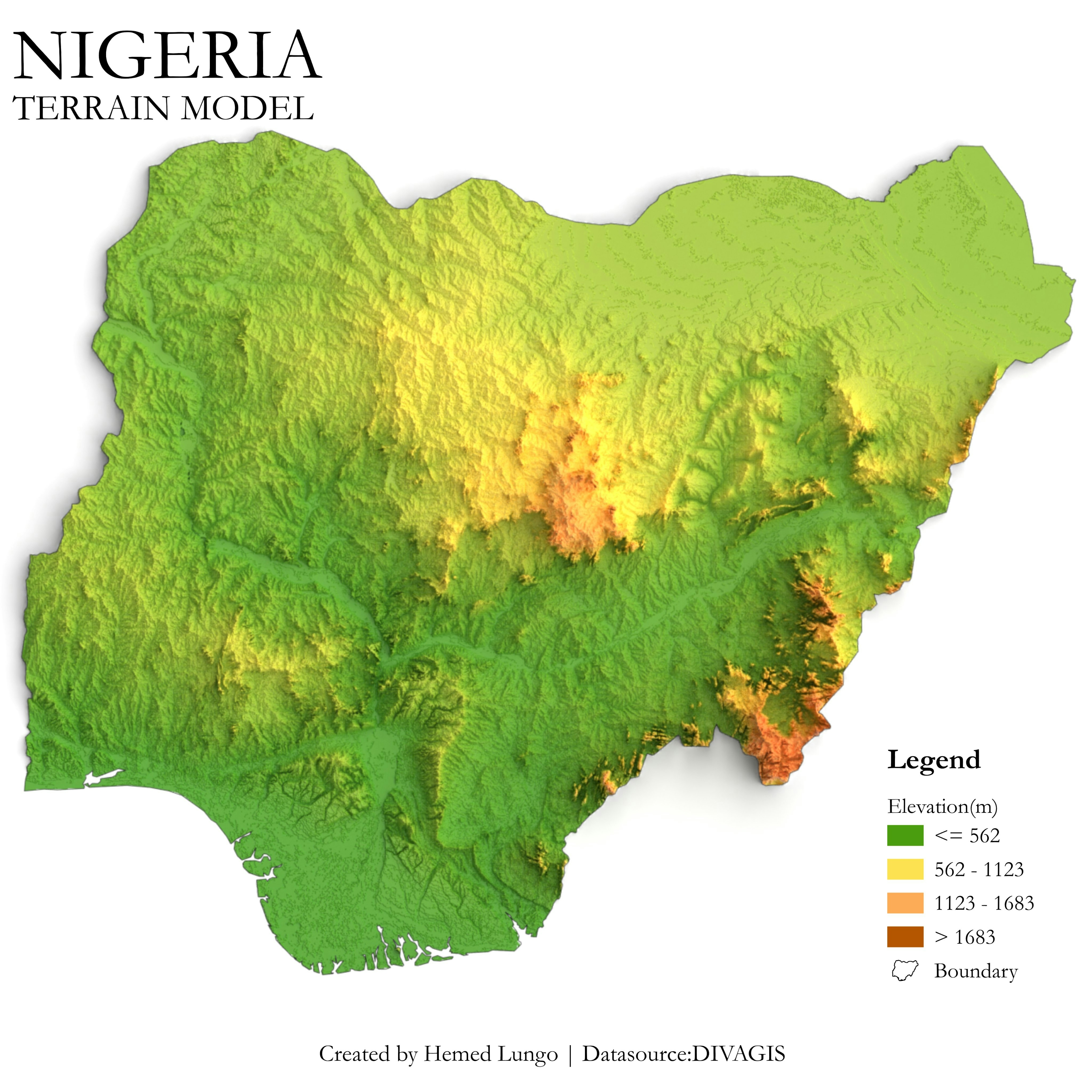 Nigeria Terrain Model 