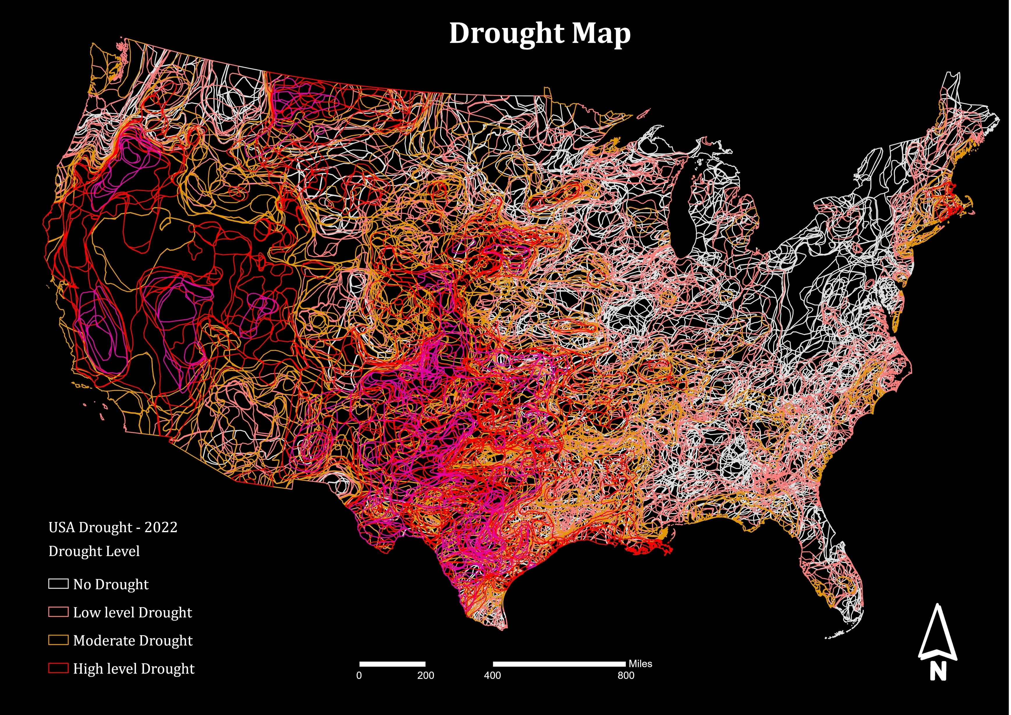 USA Drought Map for the Year 2022