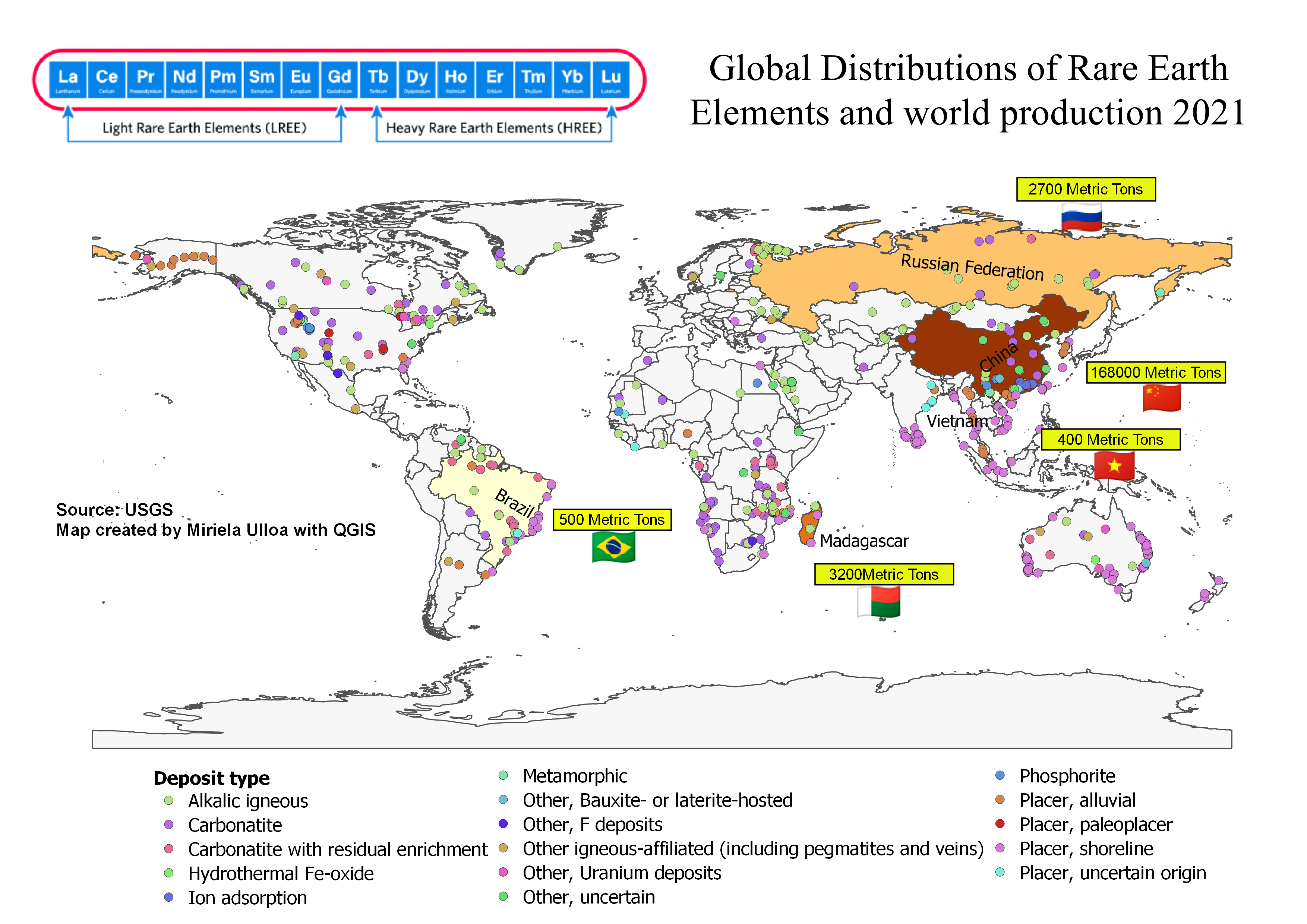 Global distribution of Rare Earths