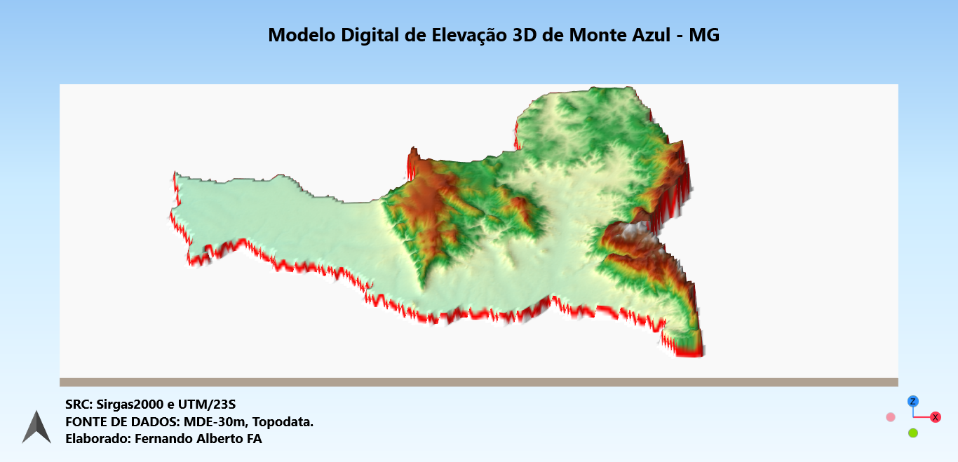 Modeo 3D da Altitude de Monte Azul-MG