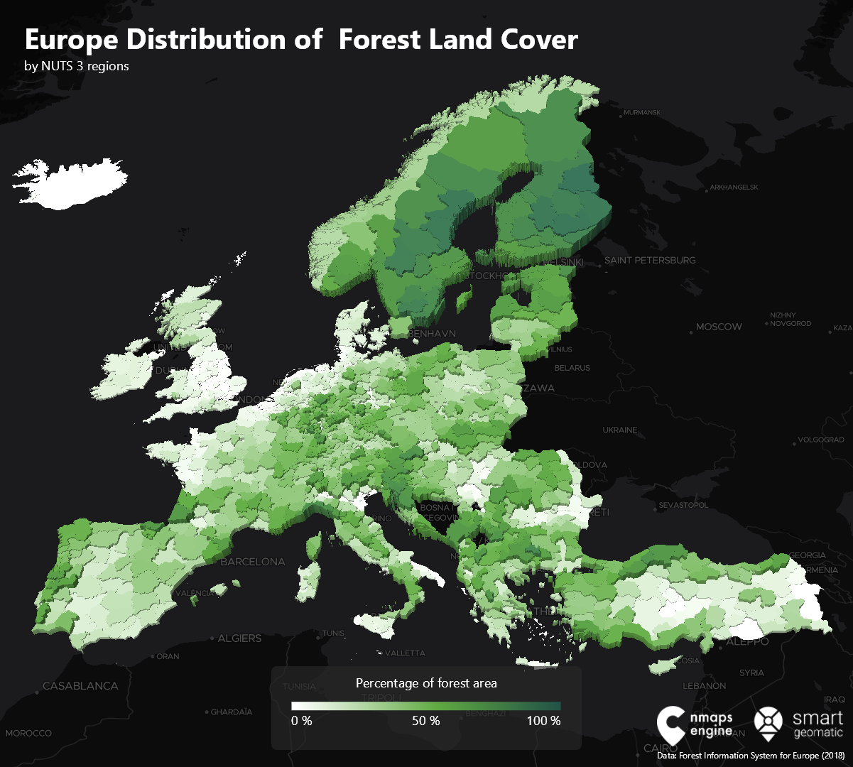 Europe Distribution of Forest Land Cover