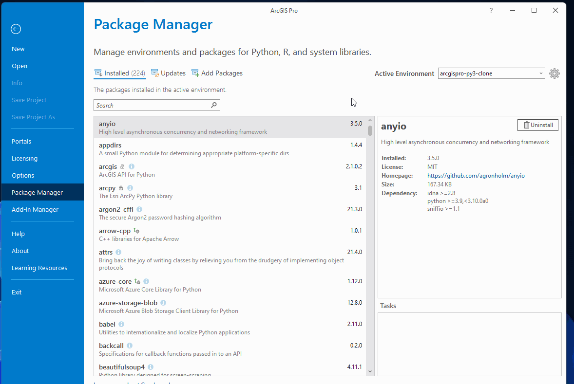 Cloning the ArcGIS Pro default environment