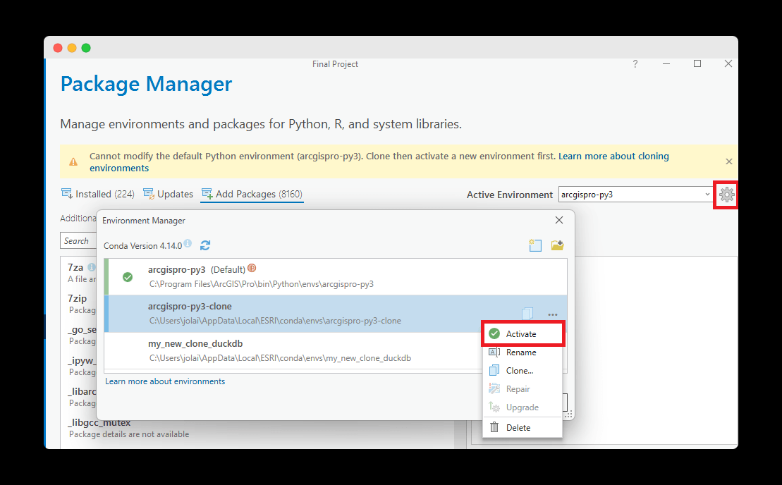 Activating an Environment