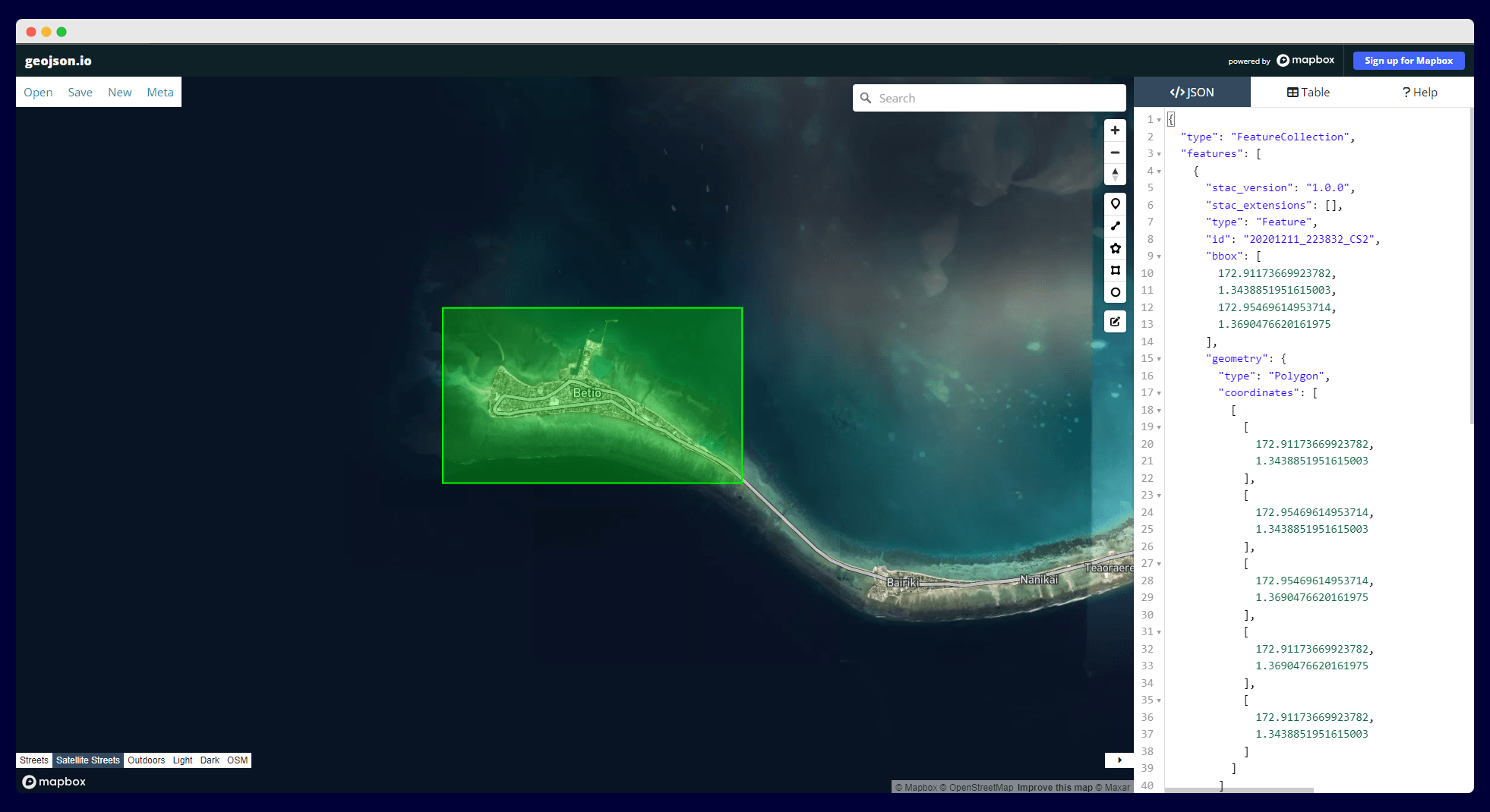 Visualizing a STAC Item in geojson.io