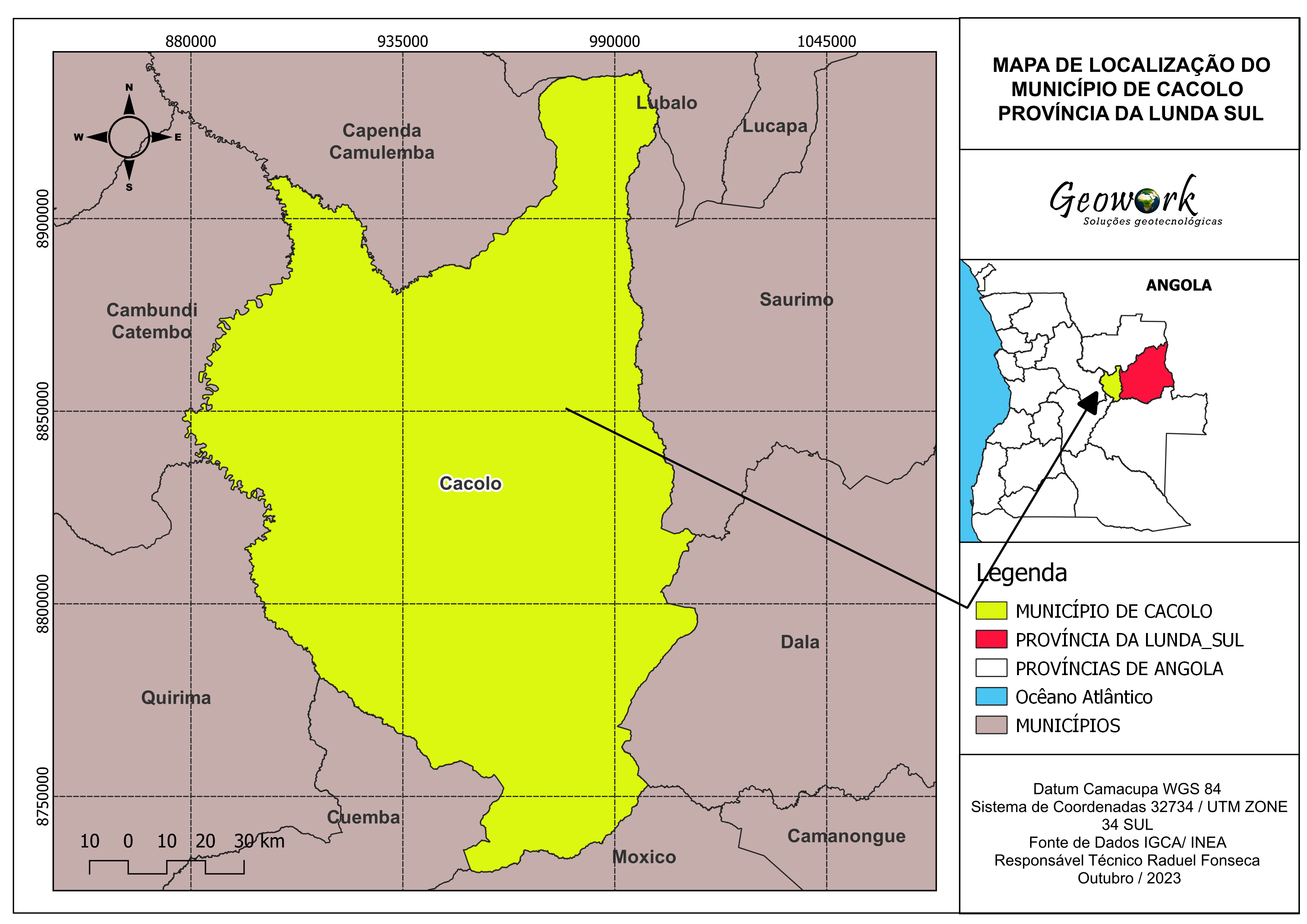 Mapa de Localização Município de Cacolo
