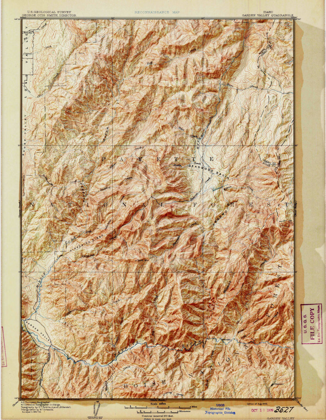 USGS Topo 1909 Idaho Modern Hillshade