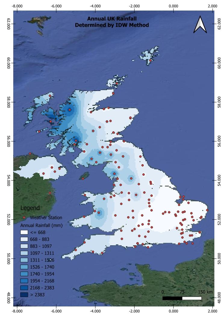 UK Annual Rainfall Map