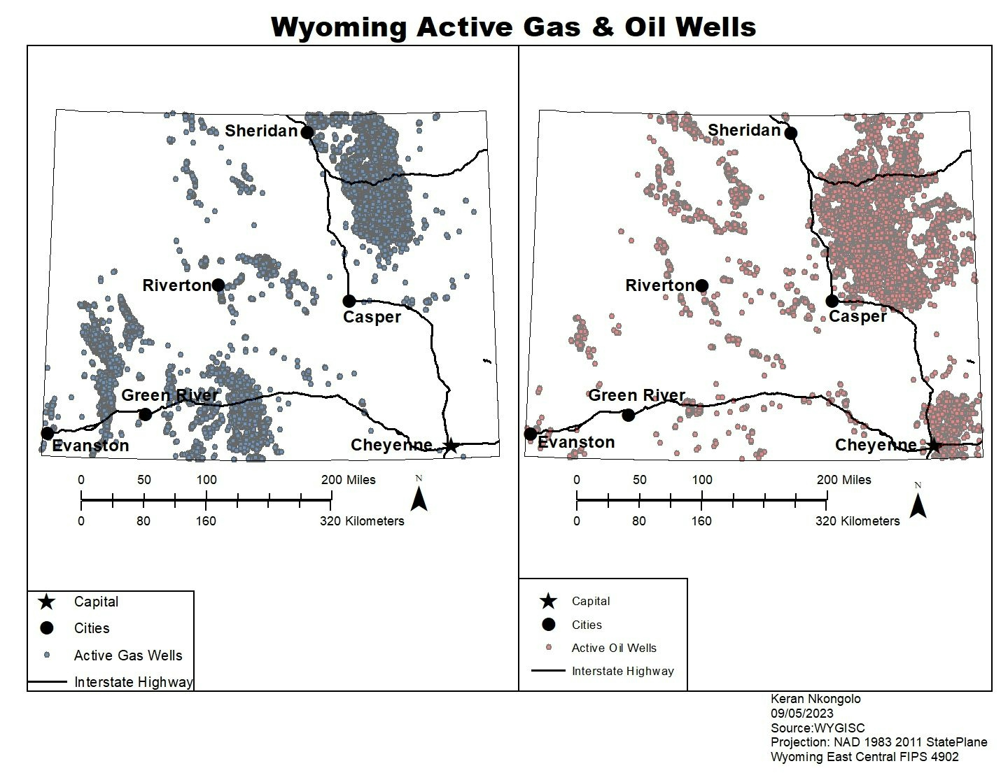 Wyoming Active Oil and Gas Wells