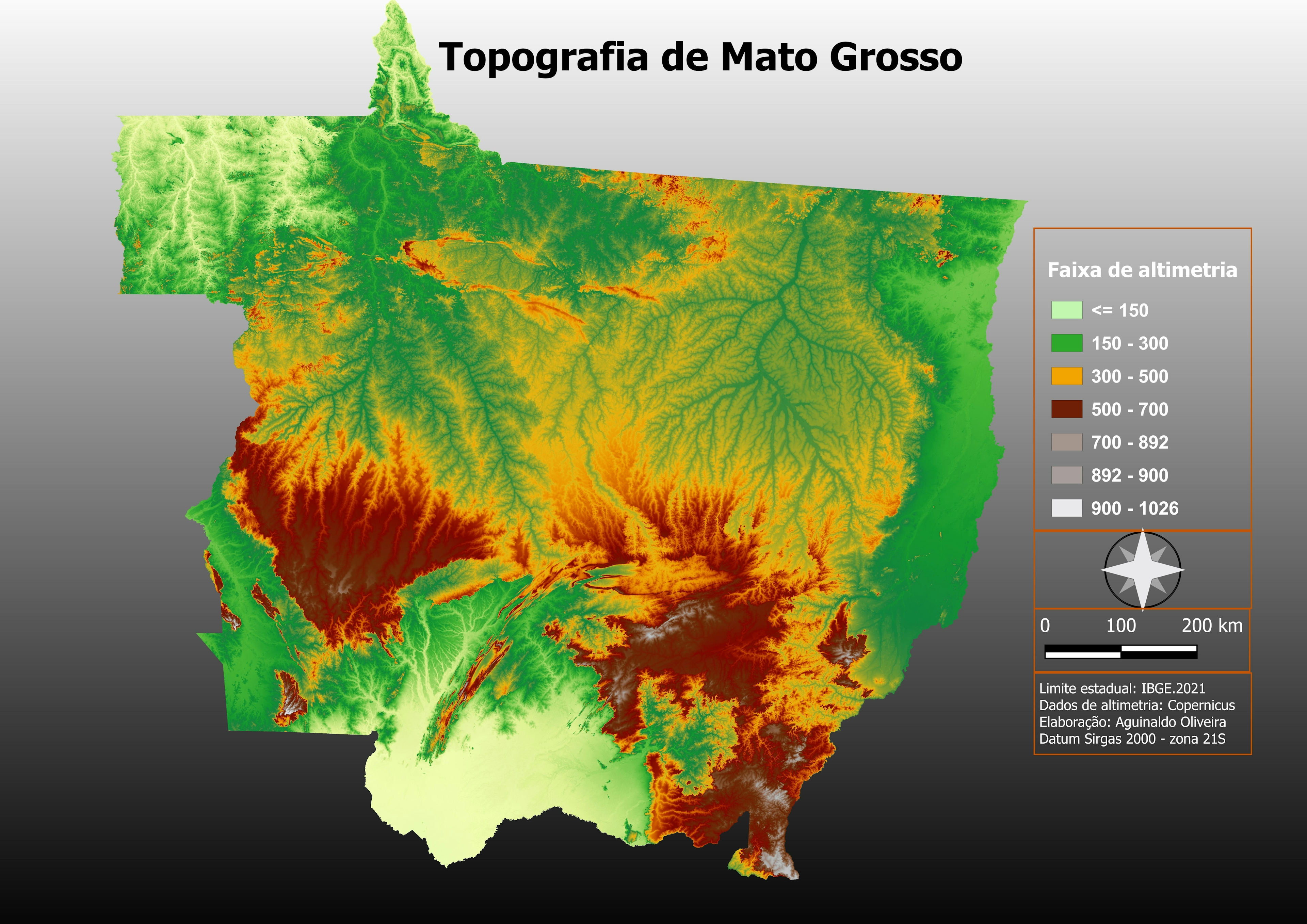 Topografia de Mato Grosso, BR