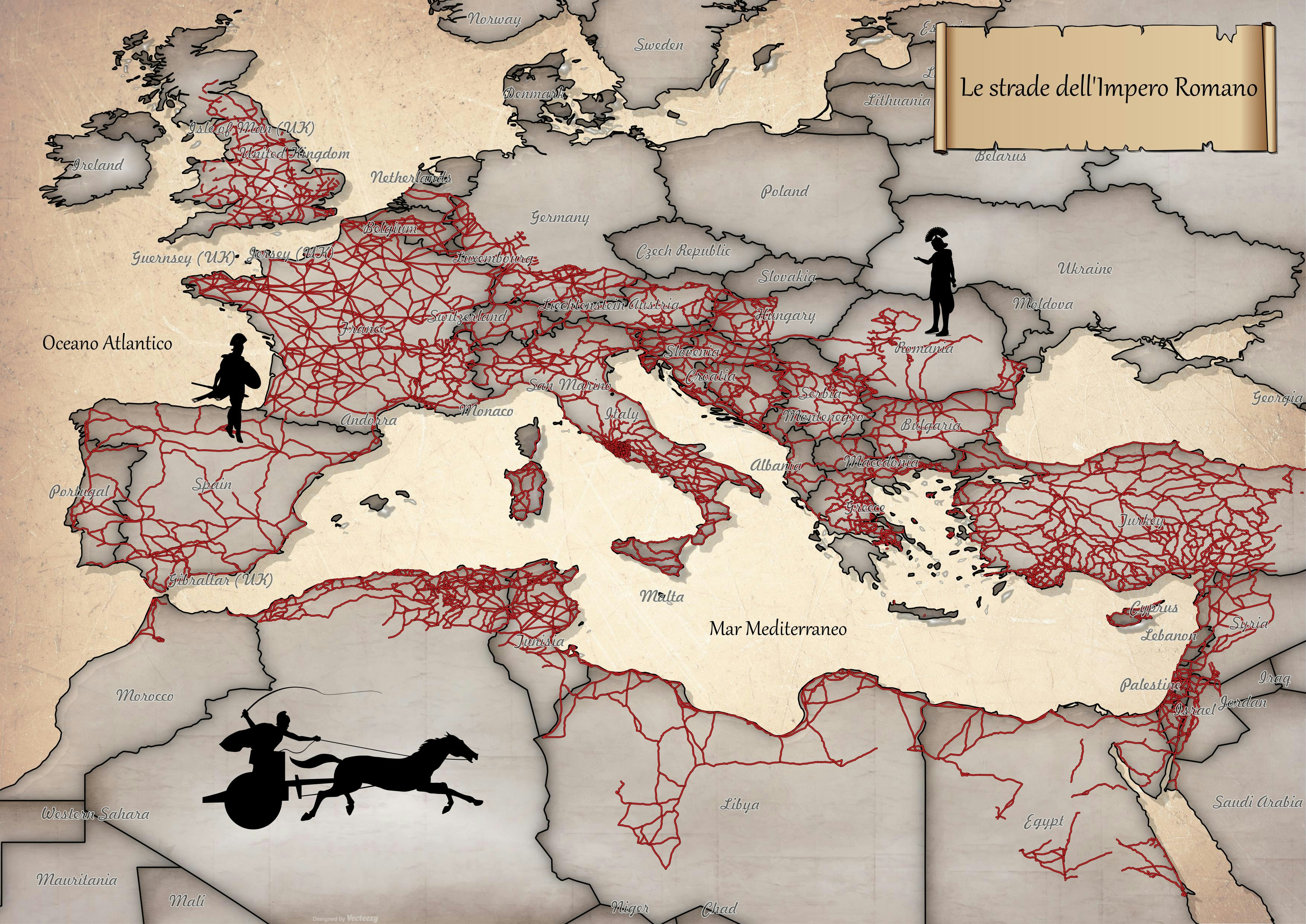 Artistic map - Roman roads