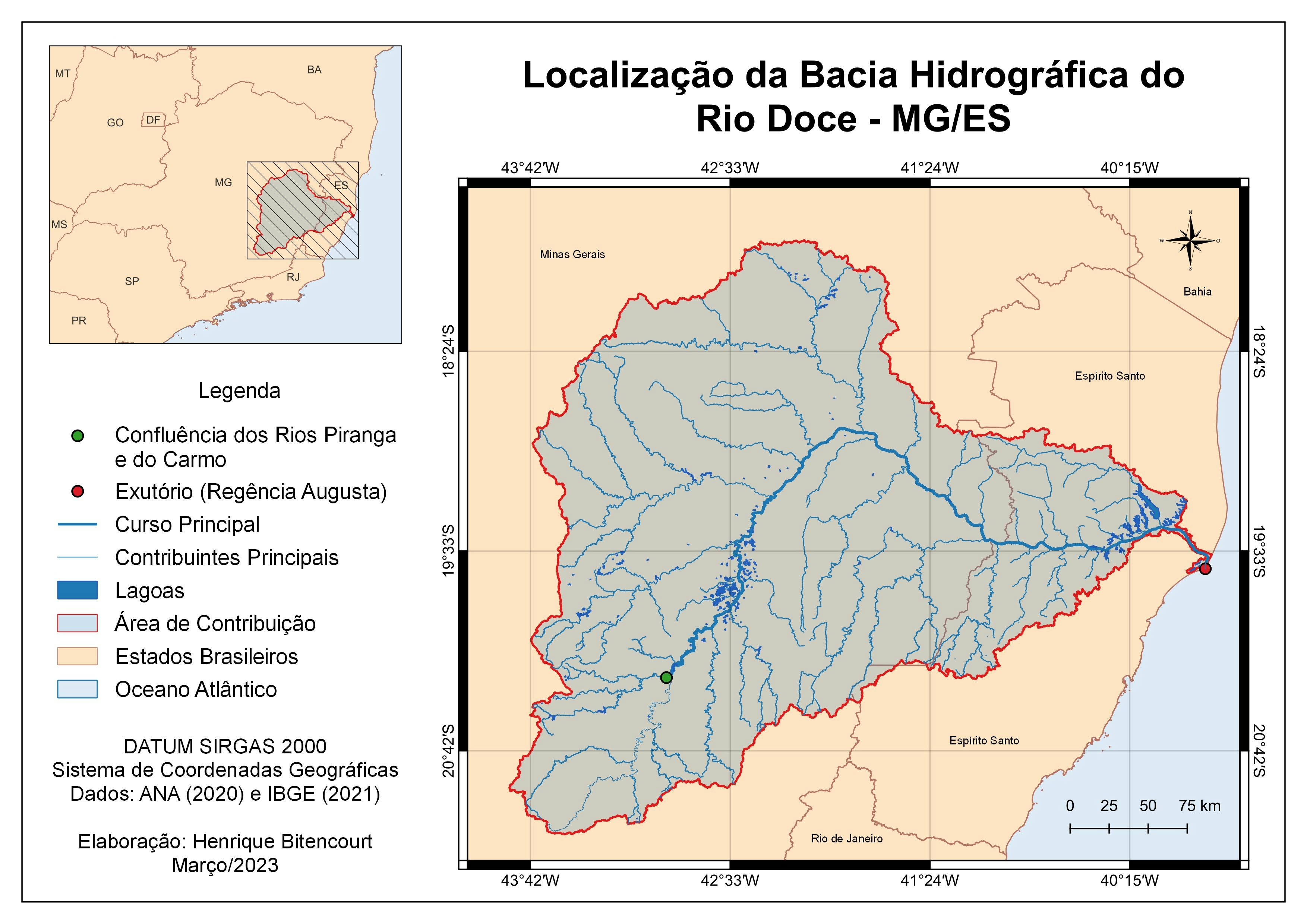 Mapa da Bacia Hidrográfica do Rio Doce