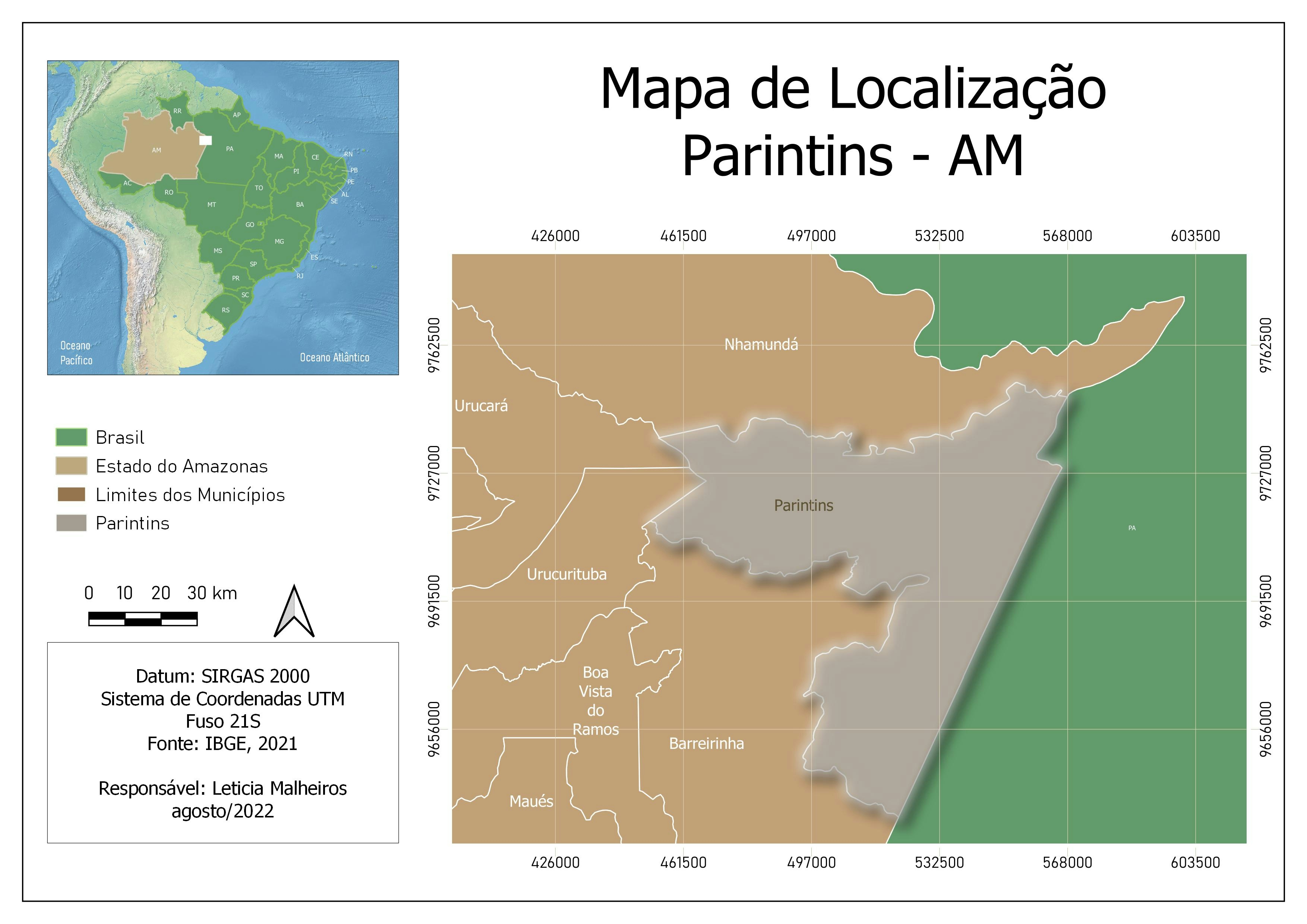 Mapa de Localização de Parintins - AM