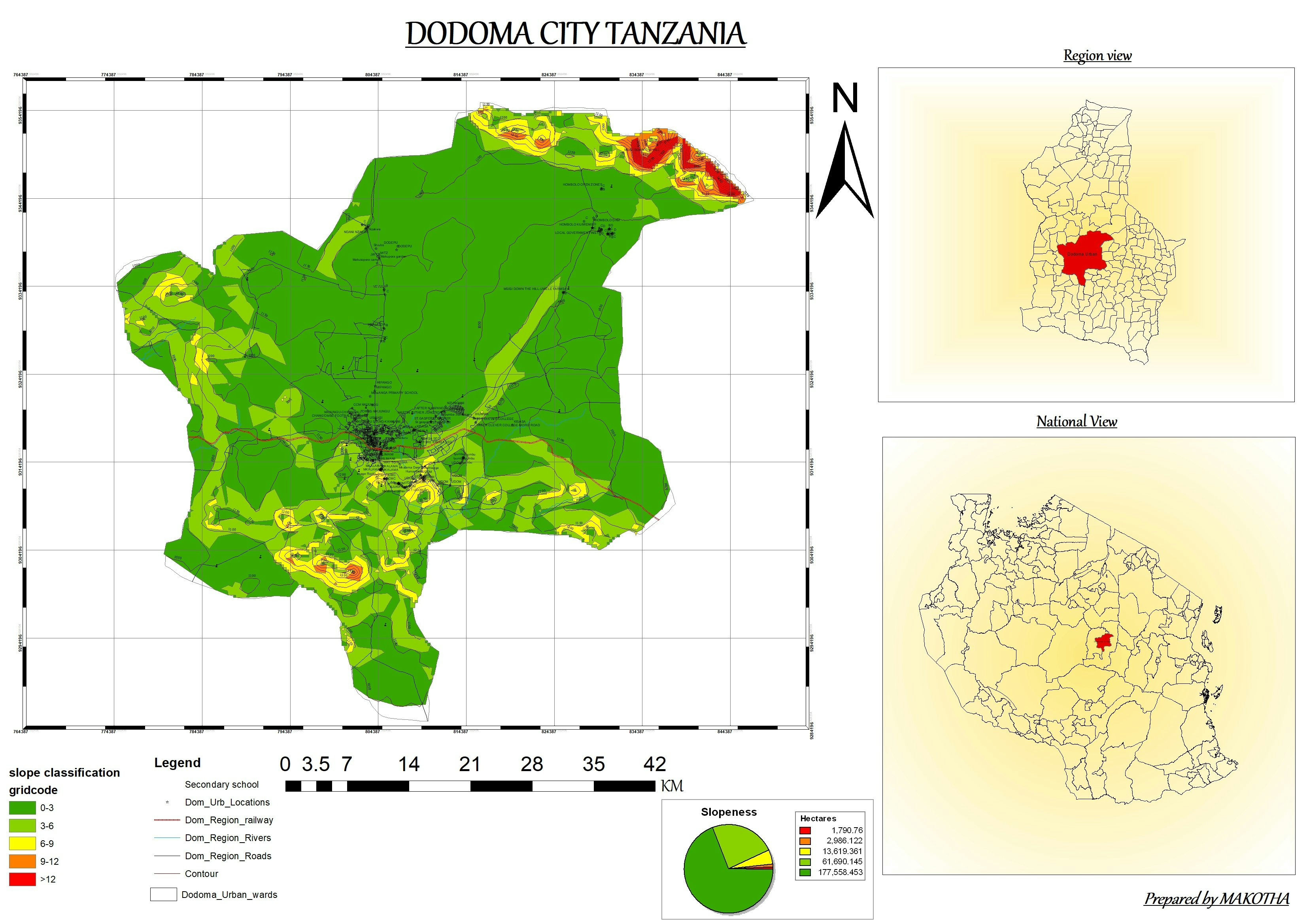 Map of Dodoma city Tanzania 