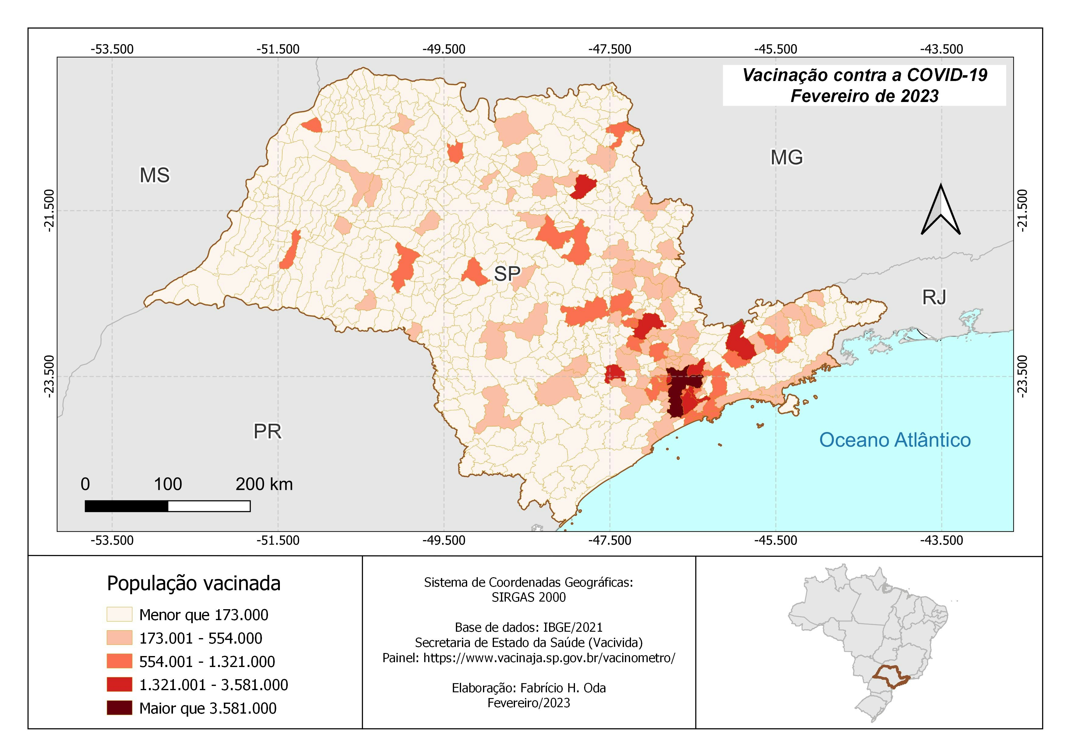 Thematic map - Vaccinometer in São Paulo
