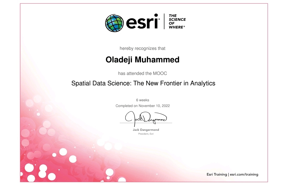 ESRI Spatial Data Science Certification