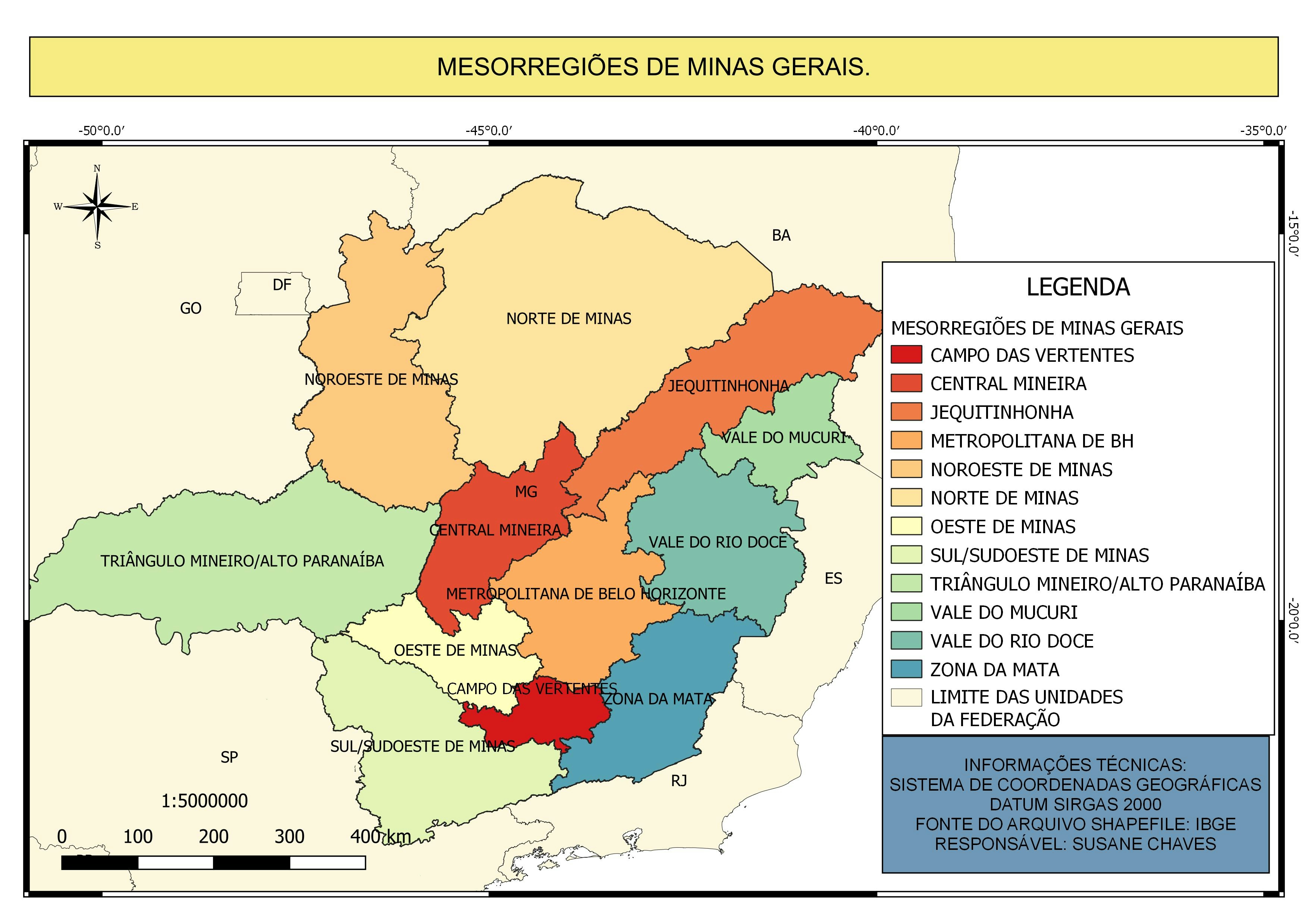 Divisão das Mesorregiões de Minas Gerais