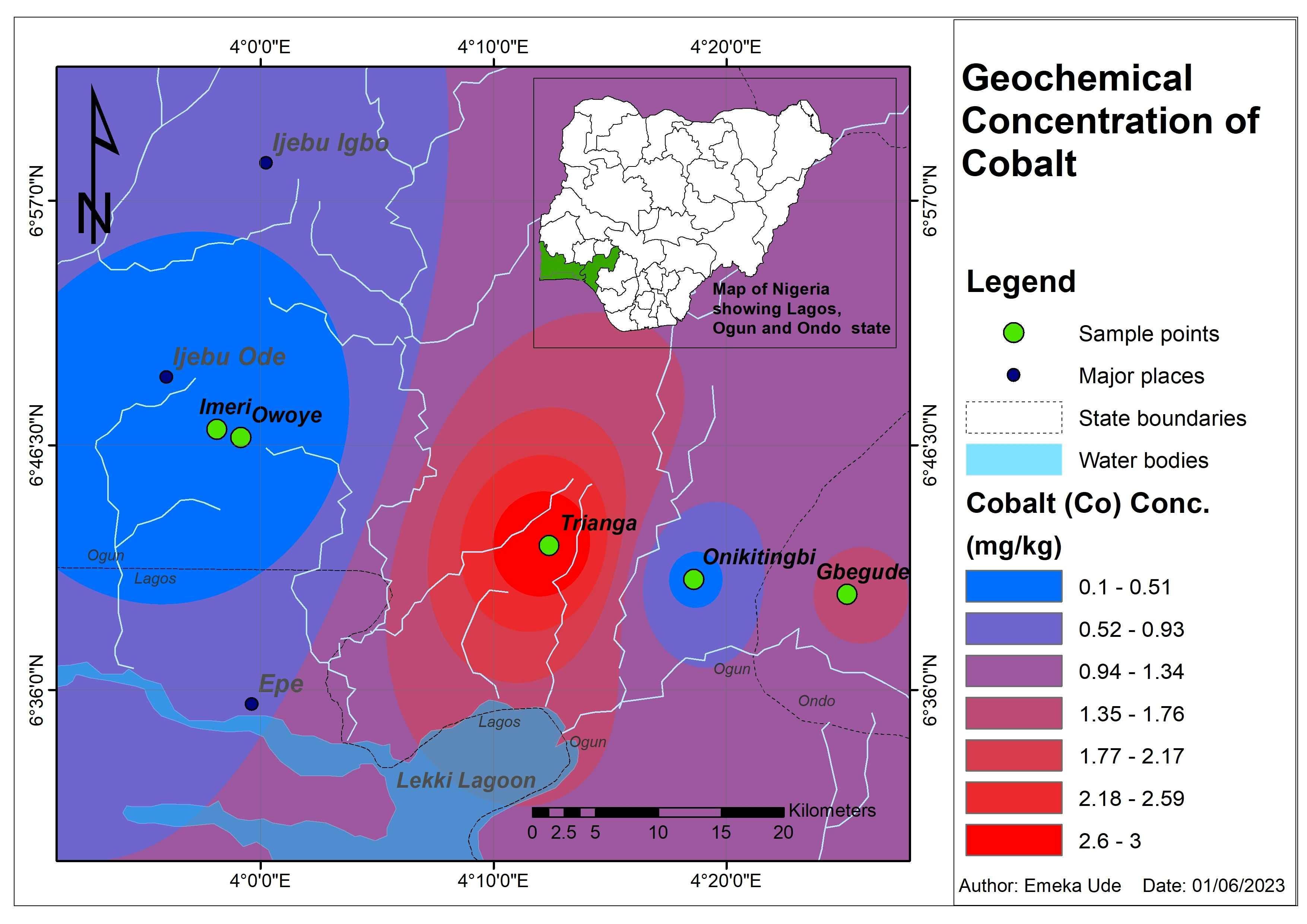 Geochemical Map in Southwest, Nigeria