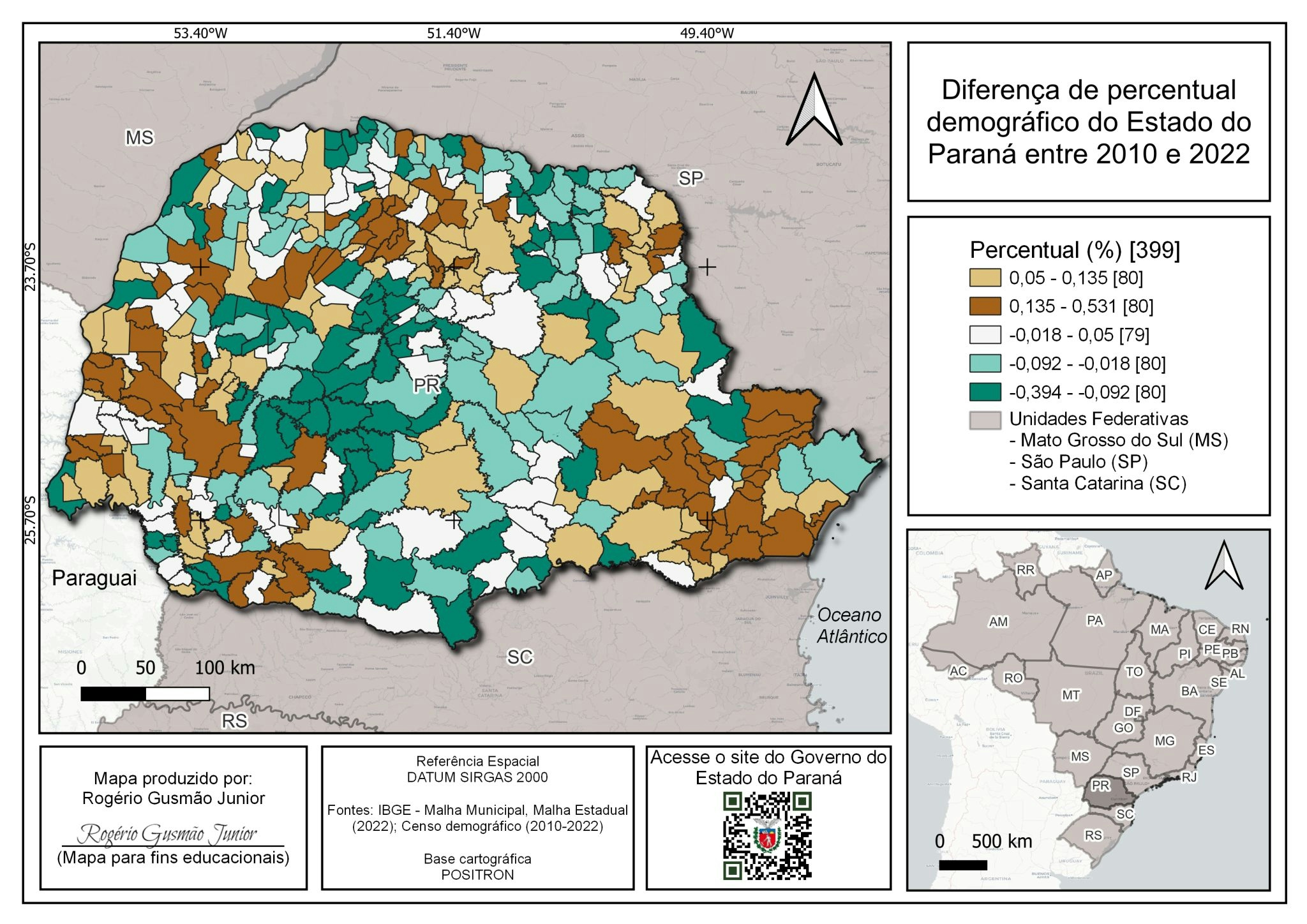 Percentual demográfico Pr. (2010 - 2022)