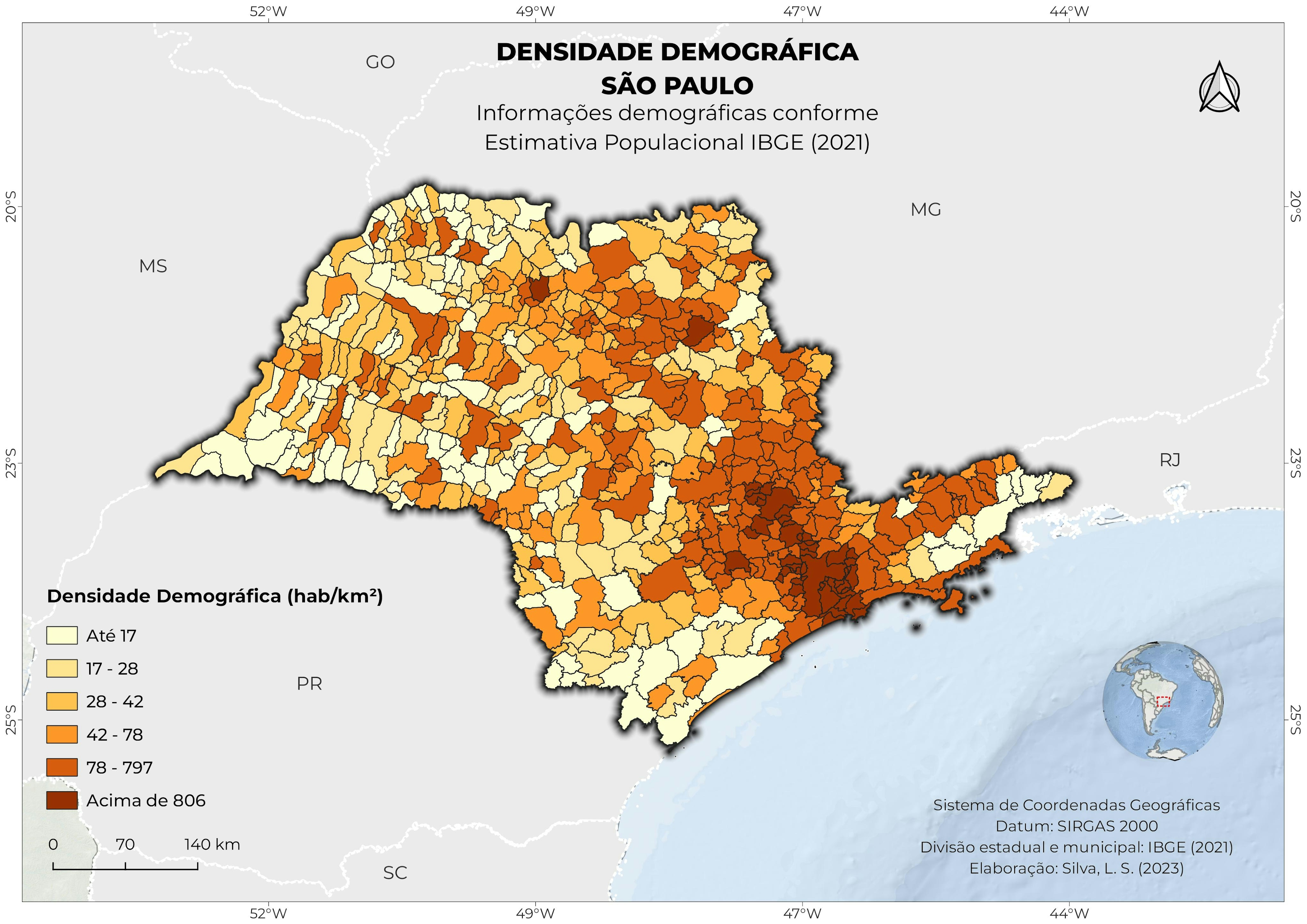 Densidade demográfica de São Paulo