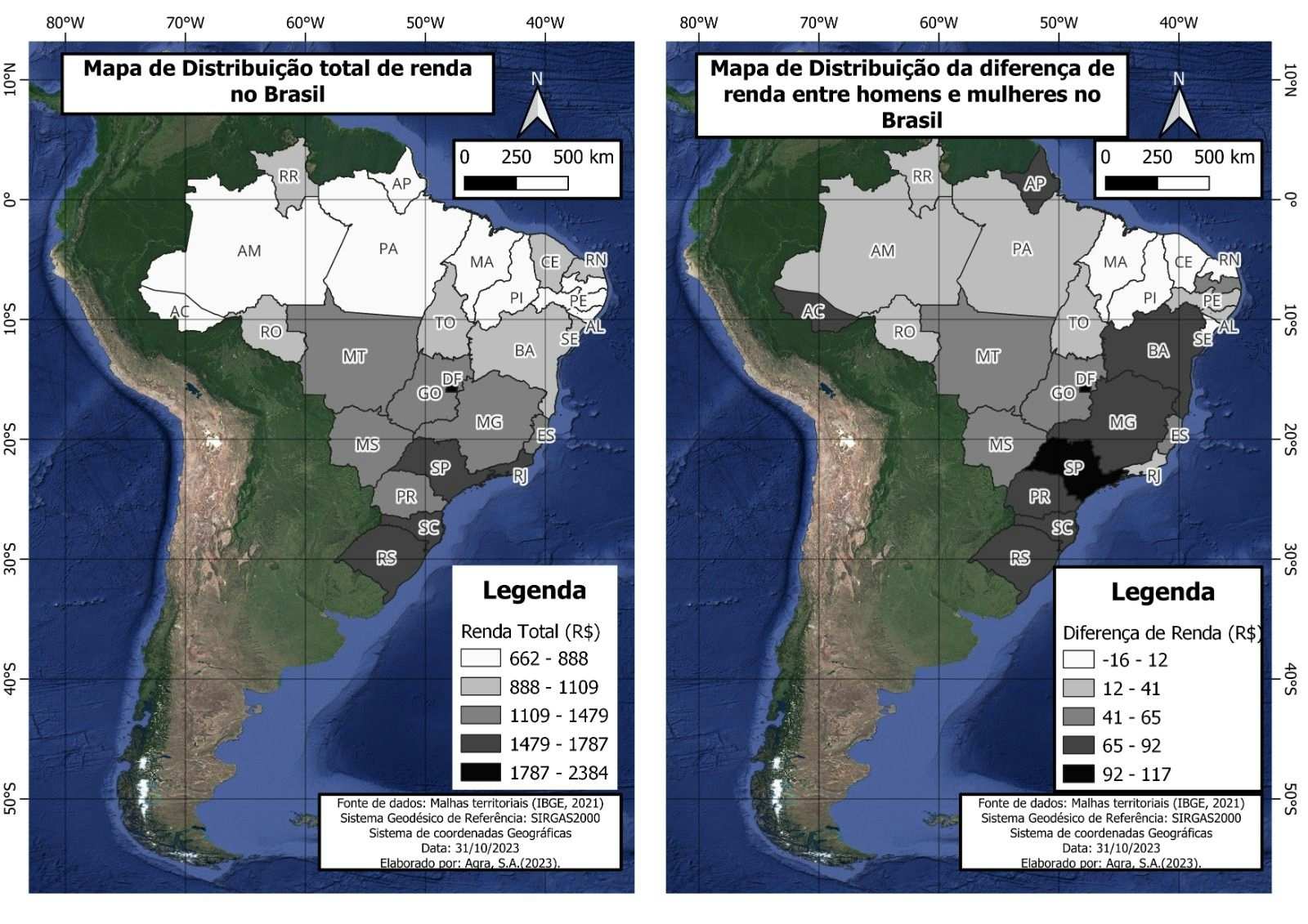 Mapa de distribuição de renda no Brasil 