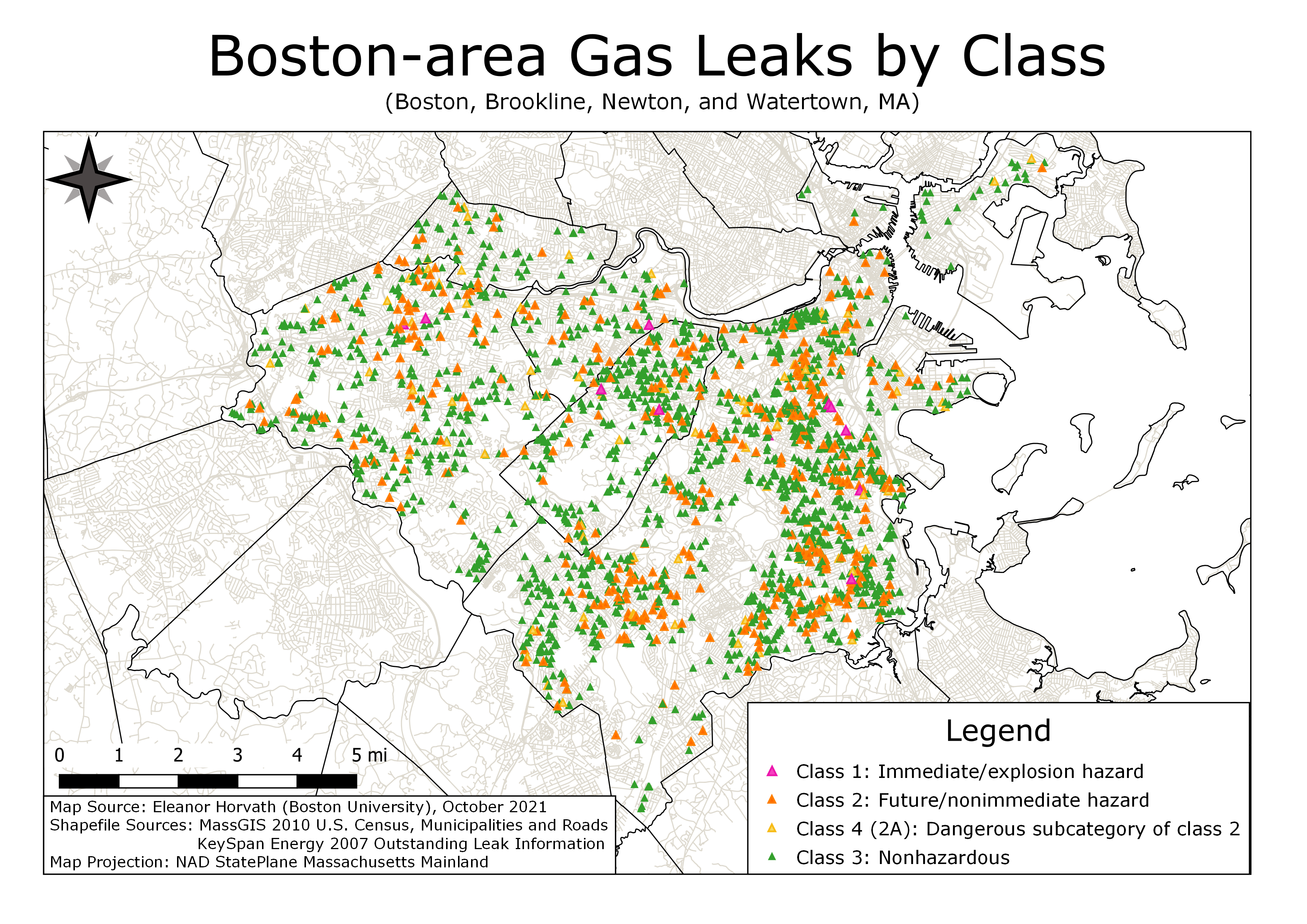 Boston-area Gas Leaks by Class