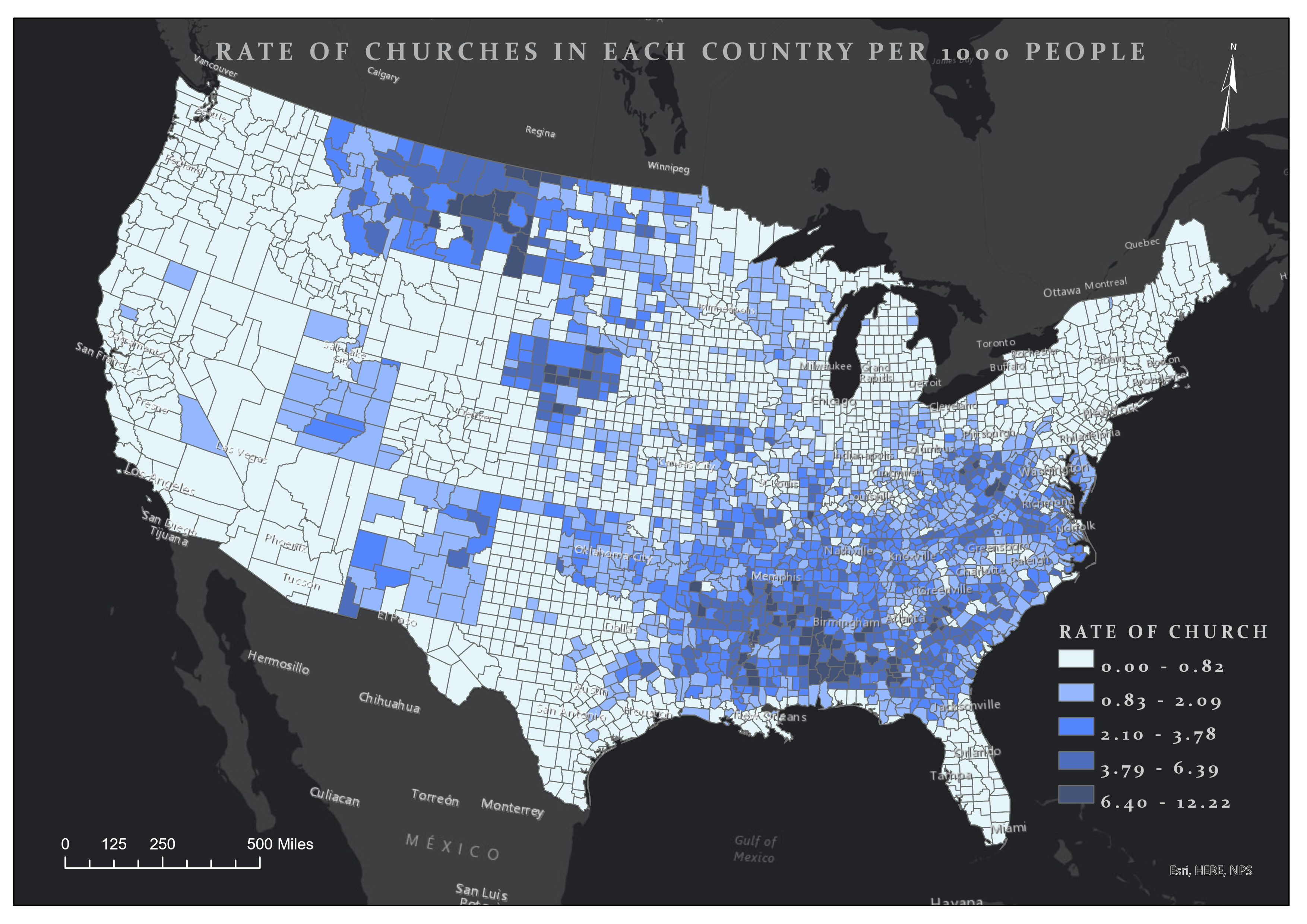 Distribution of Churches in U.S.