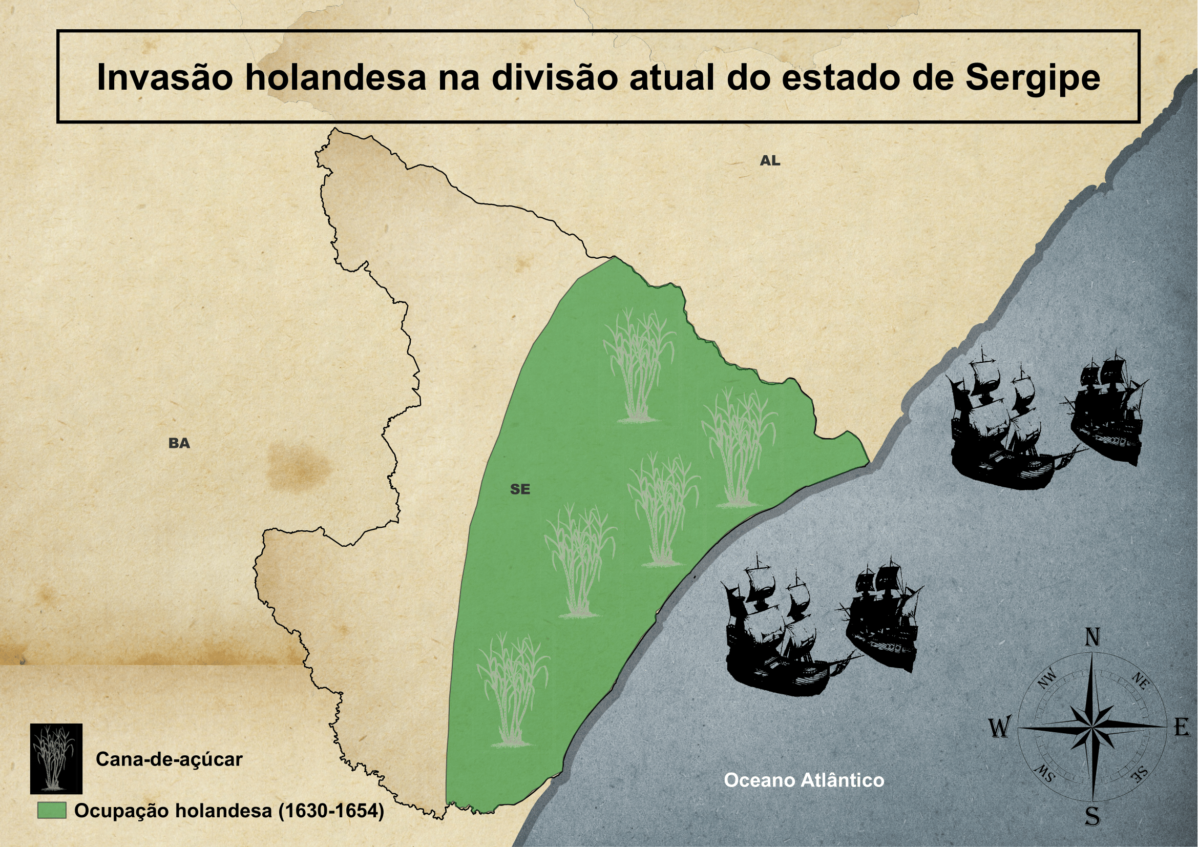 Mapa vintage sec XVII Sergipe