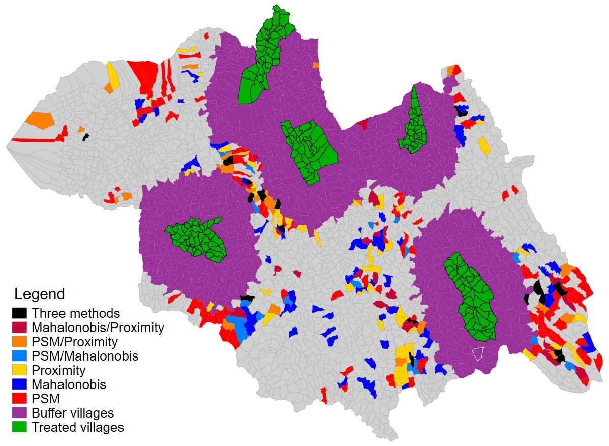 Rwanda - Color map (Matching villages)