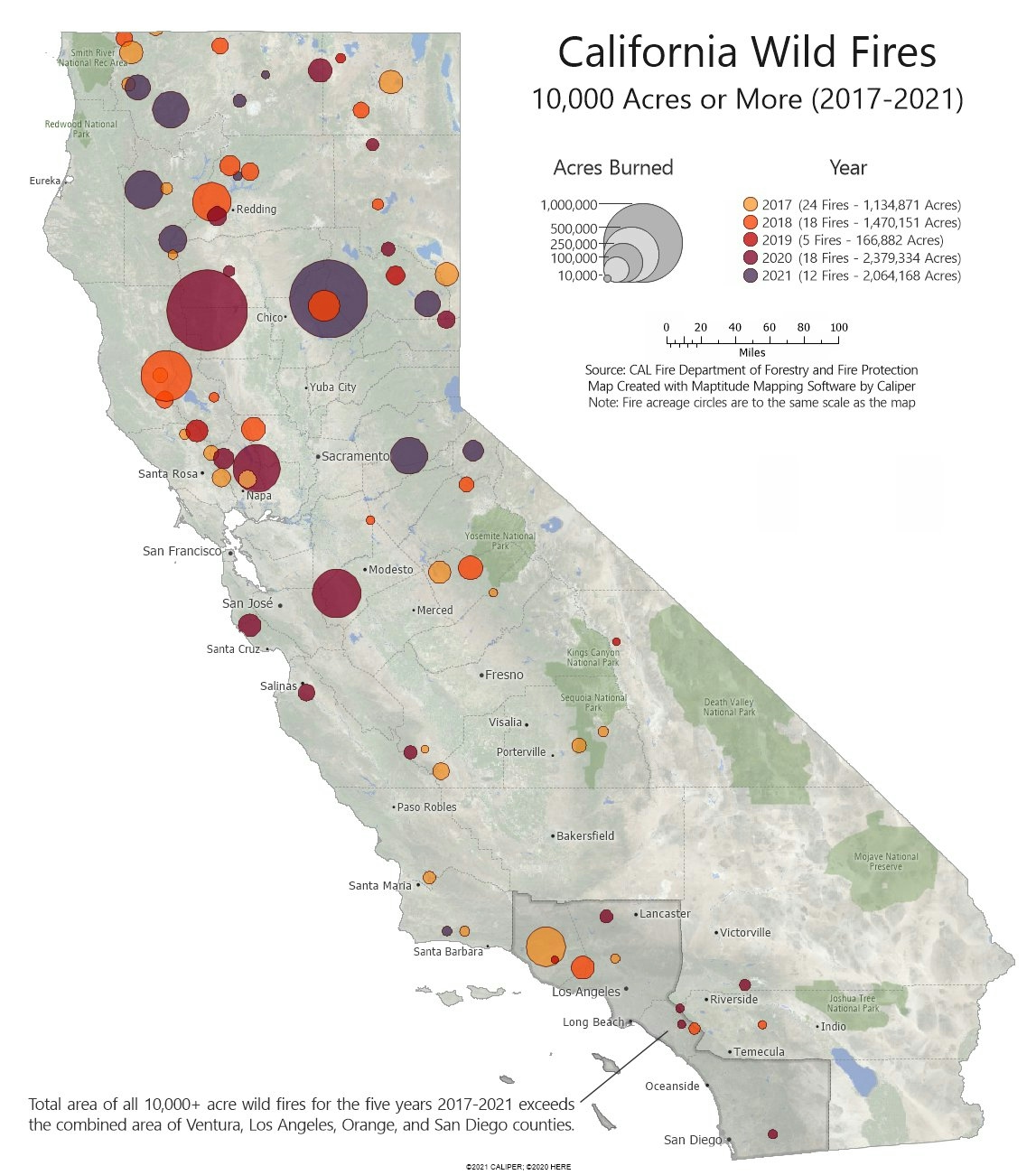 California Wild Fires 2017-2021