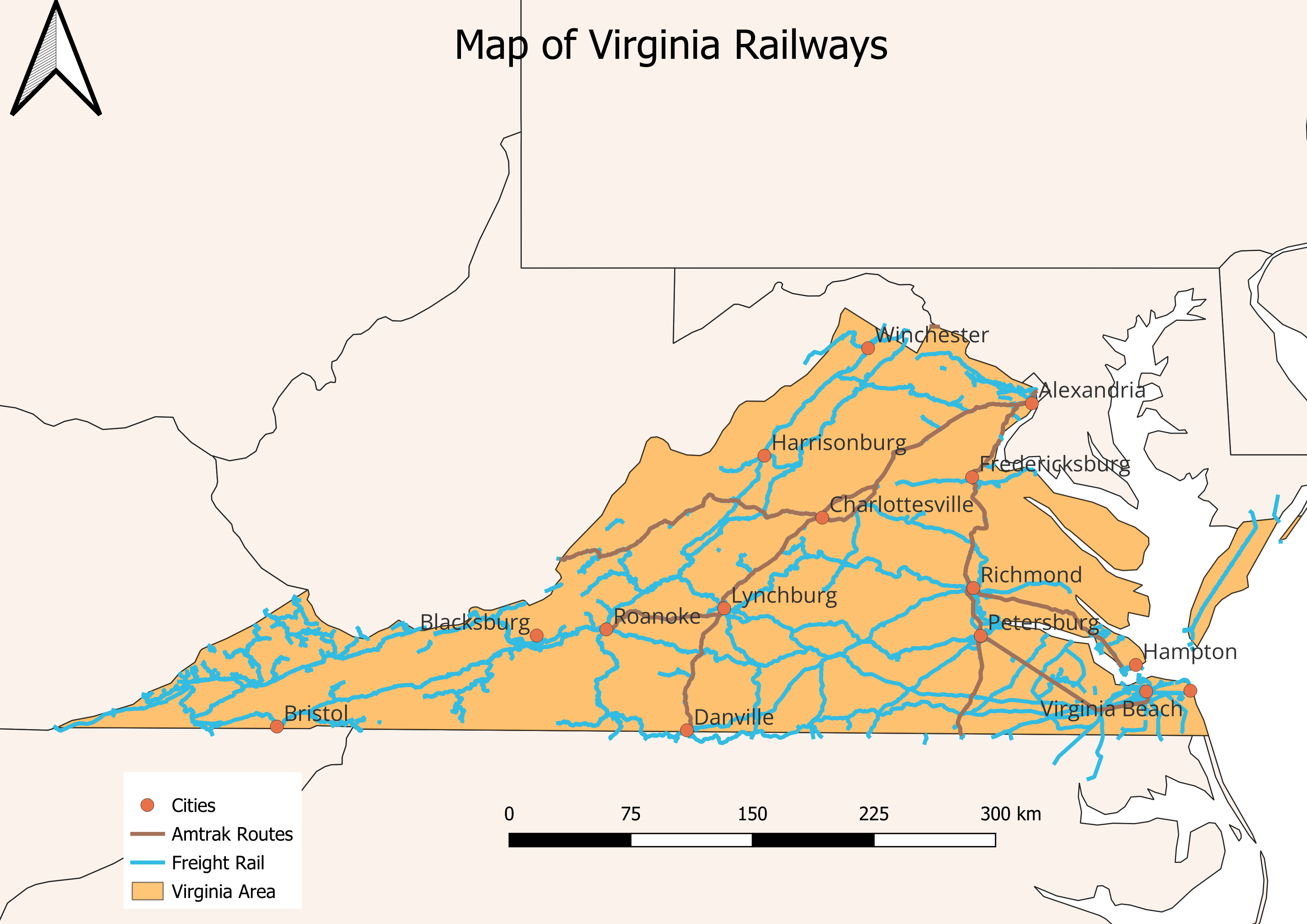 Virginia Railway Map