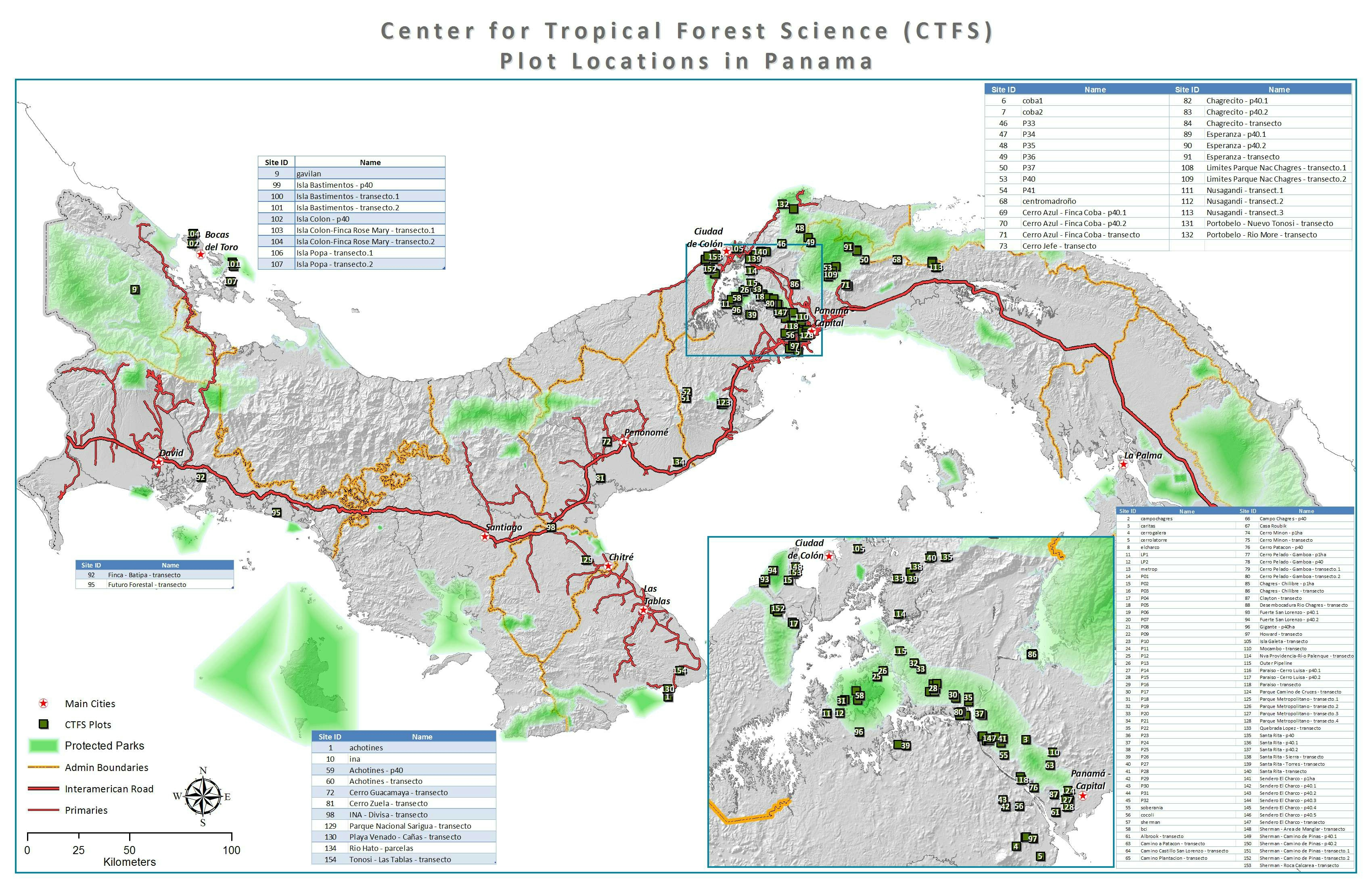 CTFS Plot Locations in Panama