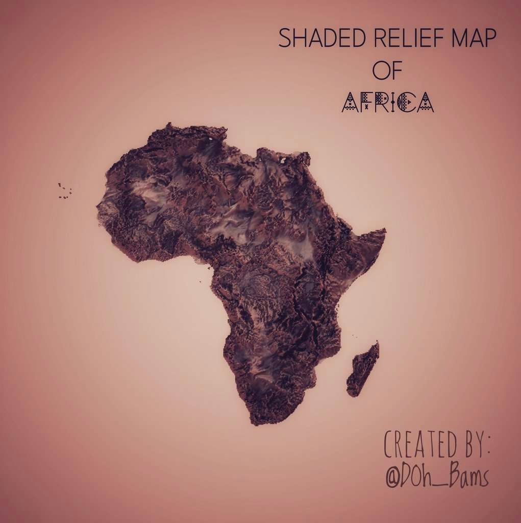 2D Shaded relief map of Africa.