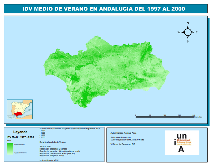 Andalucia NDVI (1997 to 2000) #30DayMapChallenge #SpatialNode #NDVI #Day10 #Raster
