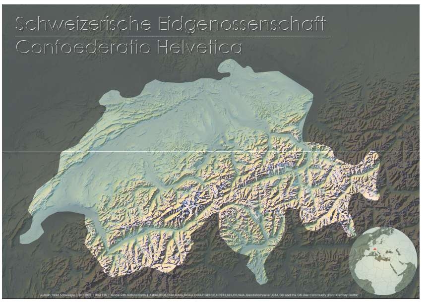 Elevation Map Switzerland | Imhof Style