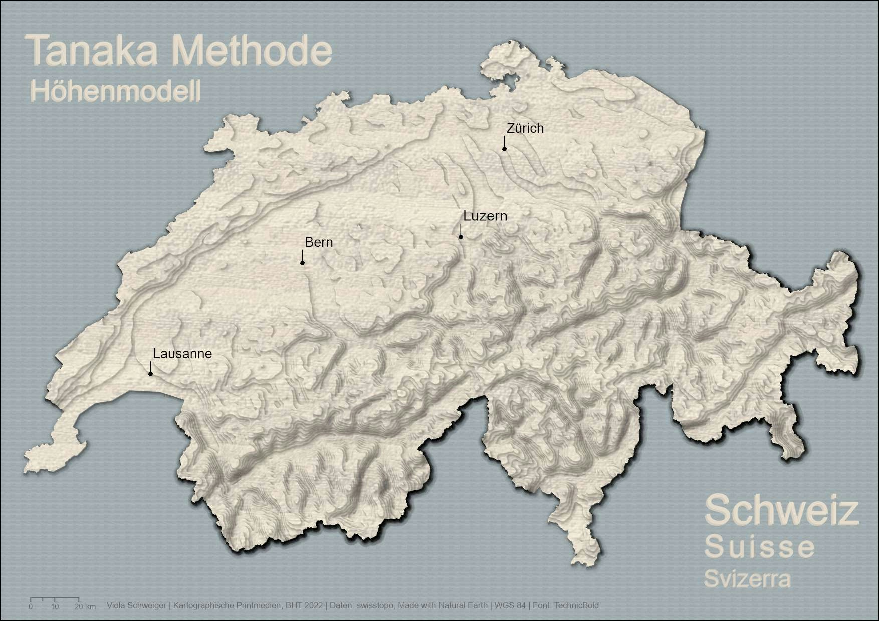 Elevation Map Switzerland Tanaka Method
