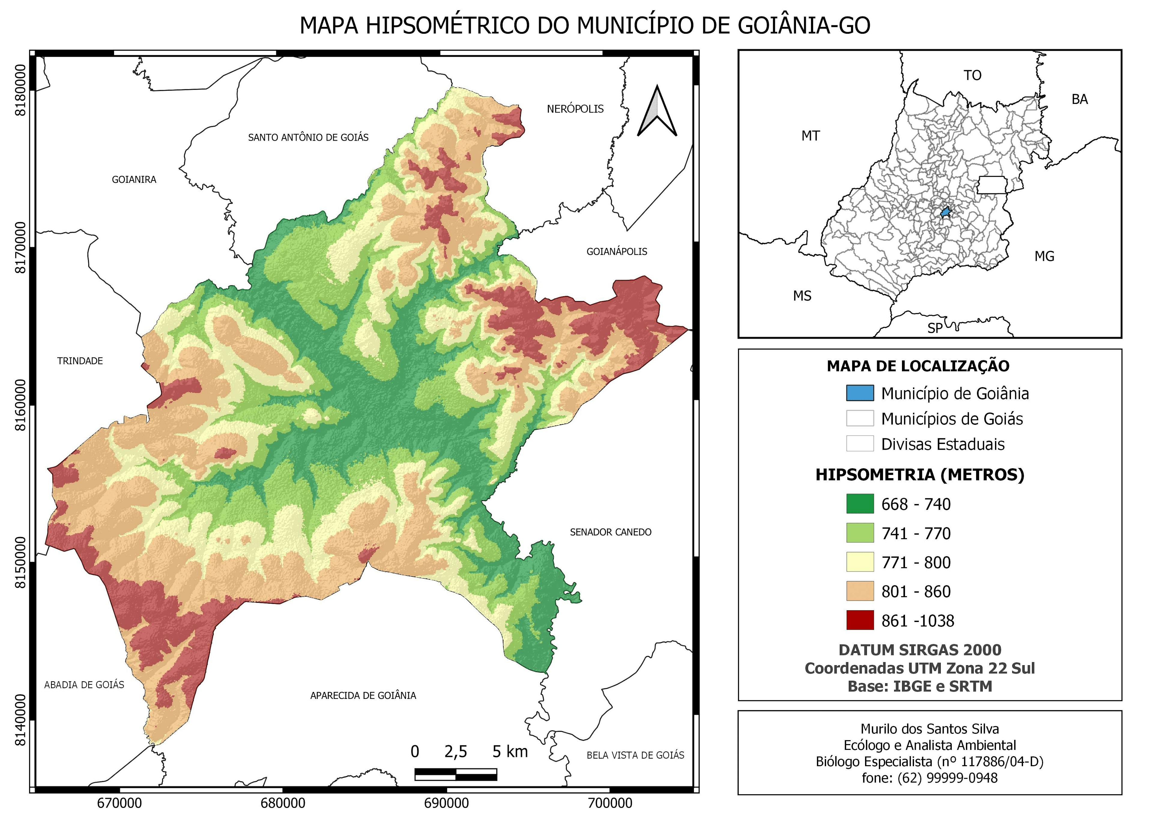 Mapa Hipsométrico de Goiânia-Goiás