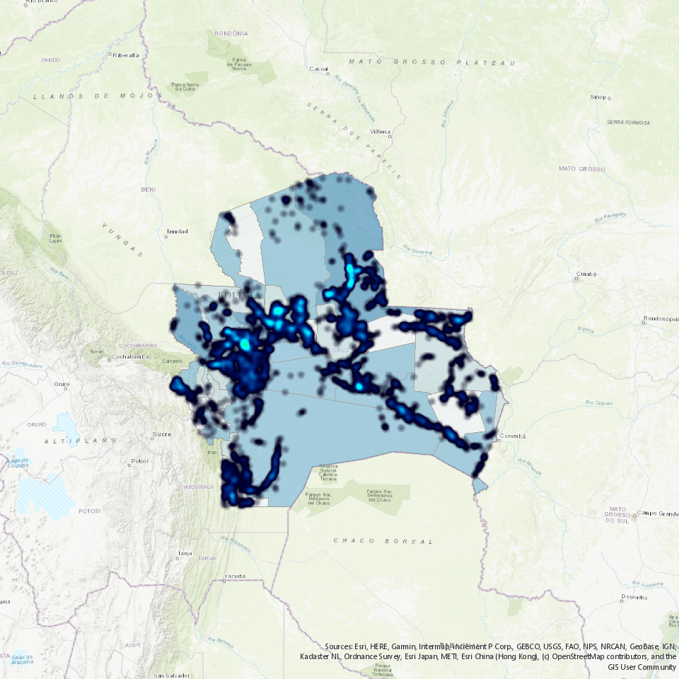 Communities Heat Map - Santa Cruz, Bolivia