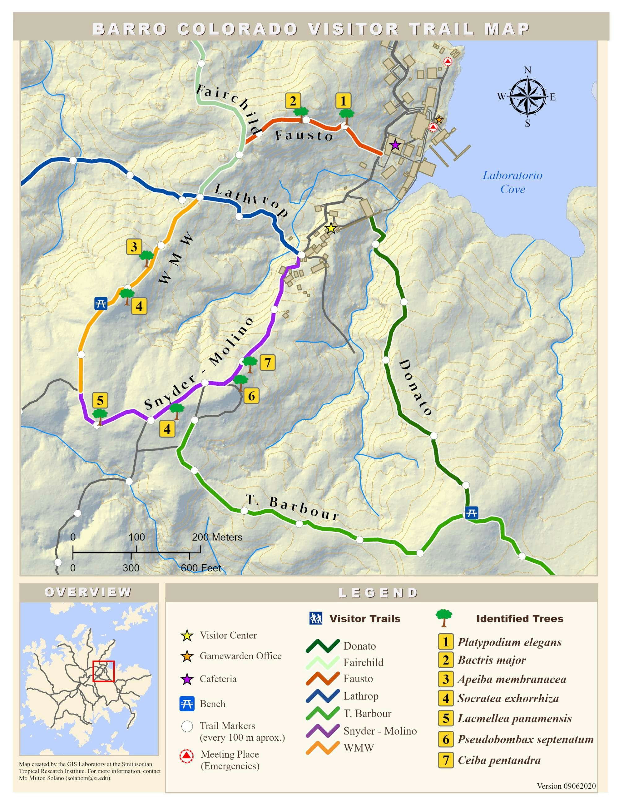 Barro Colorado Visitors Trail Map